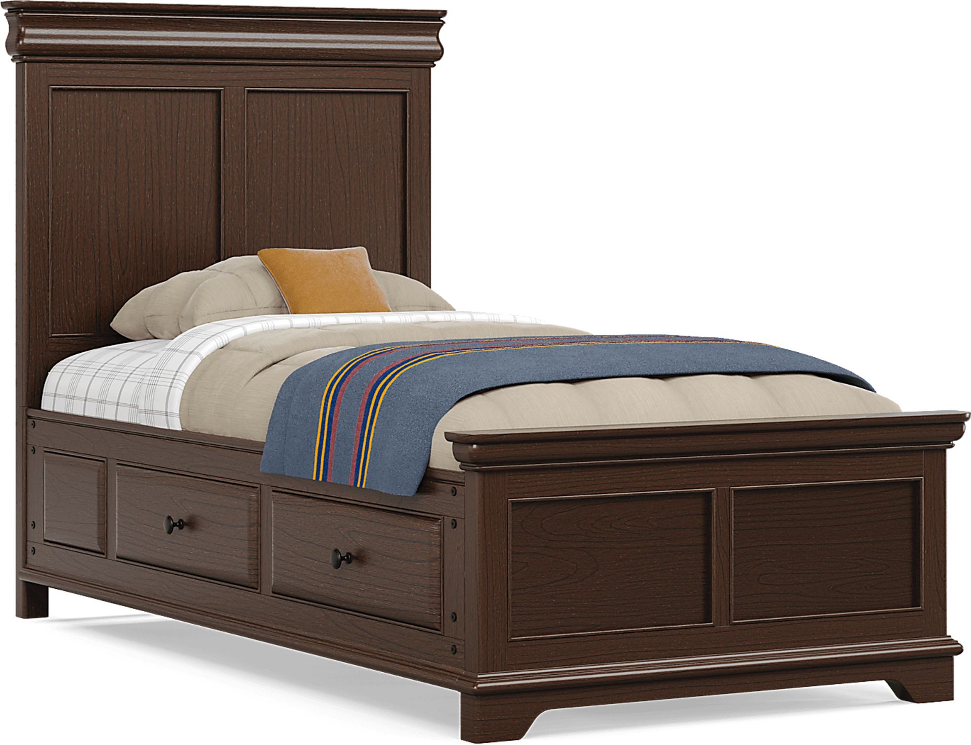 Kids Oberon Chocolate Twin Panel Bedroom with Storage Side Rails - Image 2