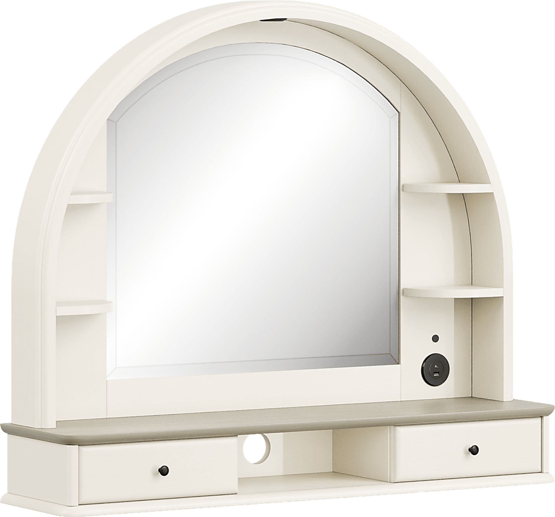 Kids Oberon Cream Arched Mirror with Hutch - Image 2