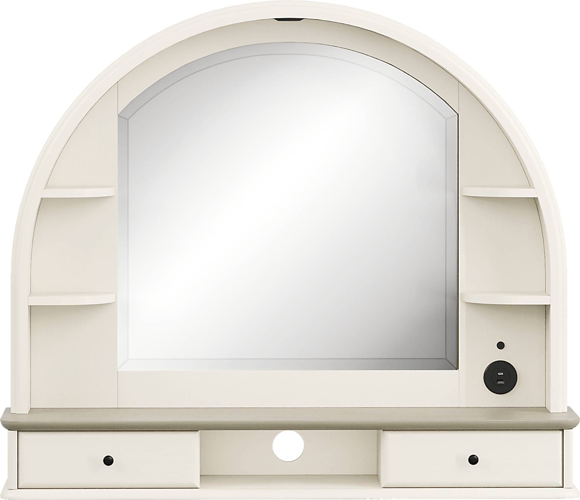 cream mirror with hutch