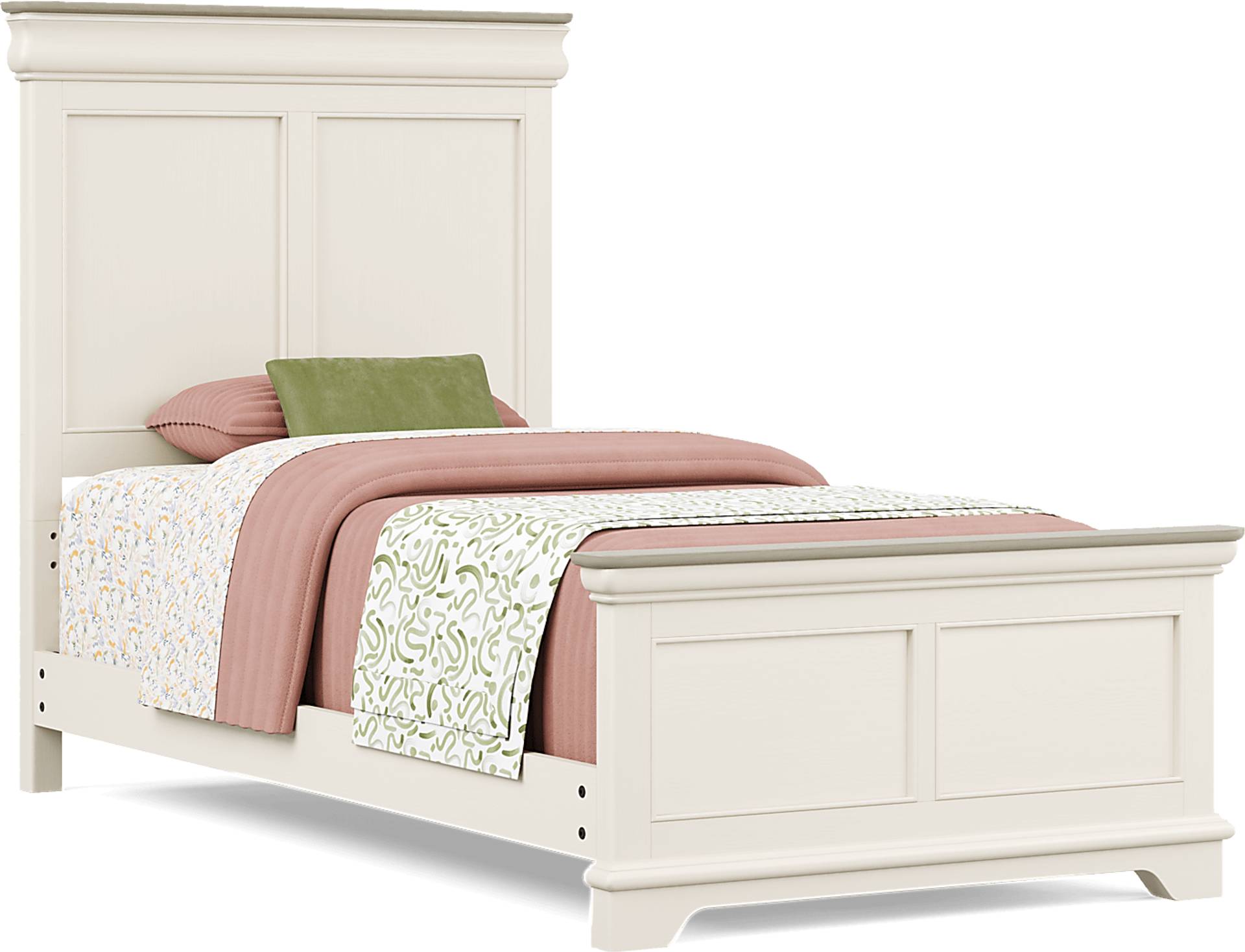 cream twin panel bed