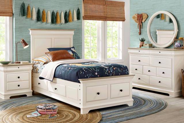 Kids Oberon Cream Twin Storage Bedroom - Thumbnail - Image 1