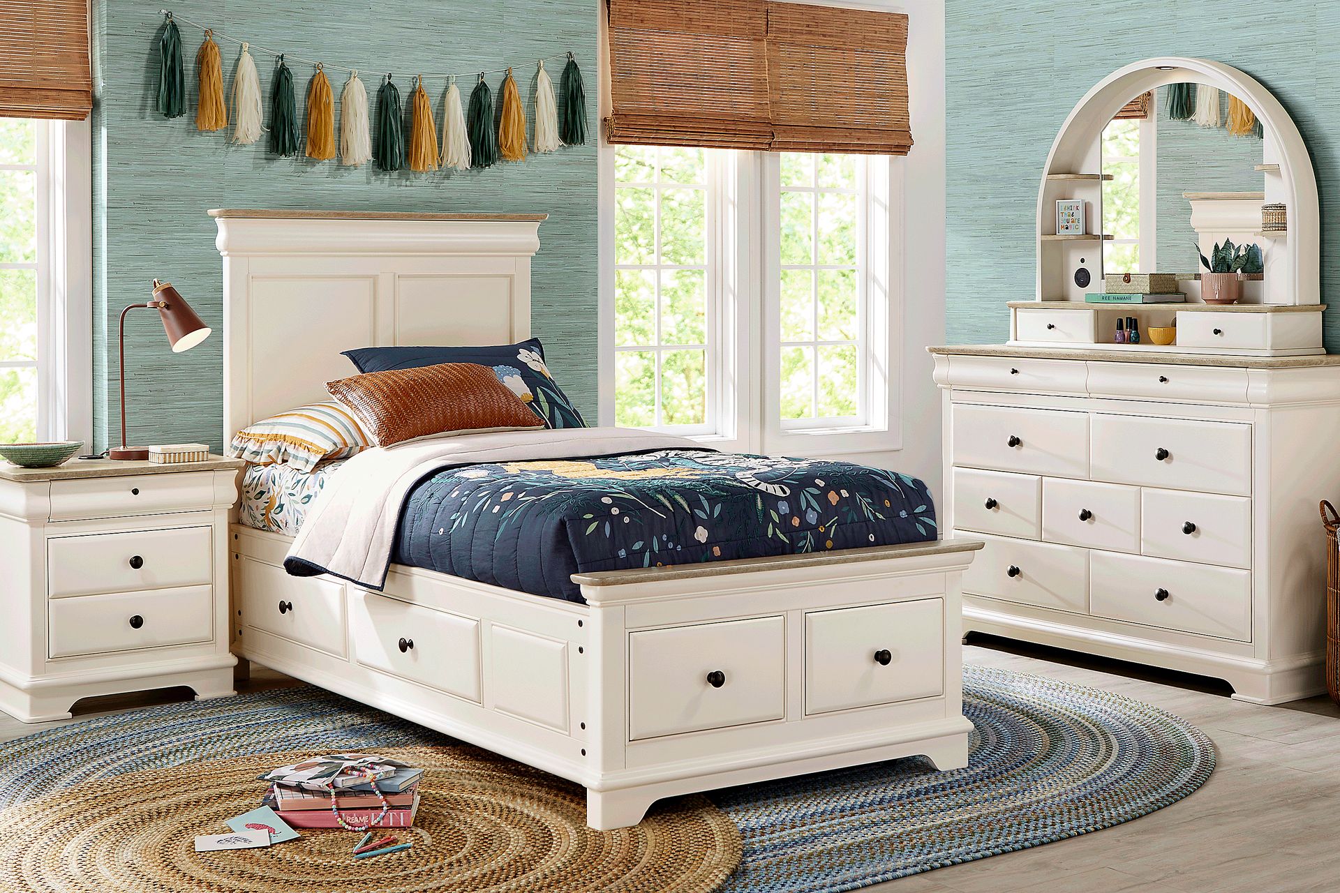 Kids Oberon Cream Twin Storage Bedroom - Image 1