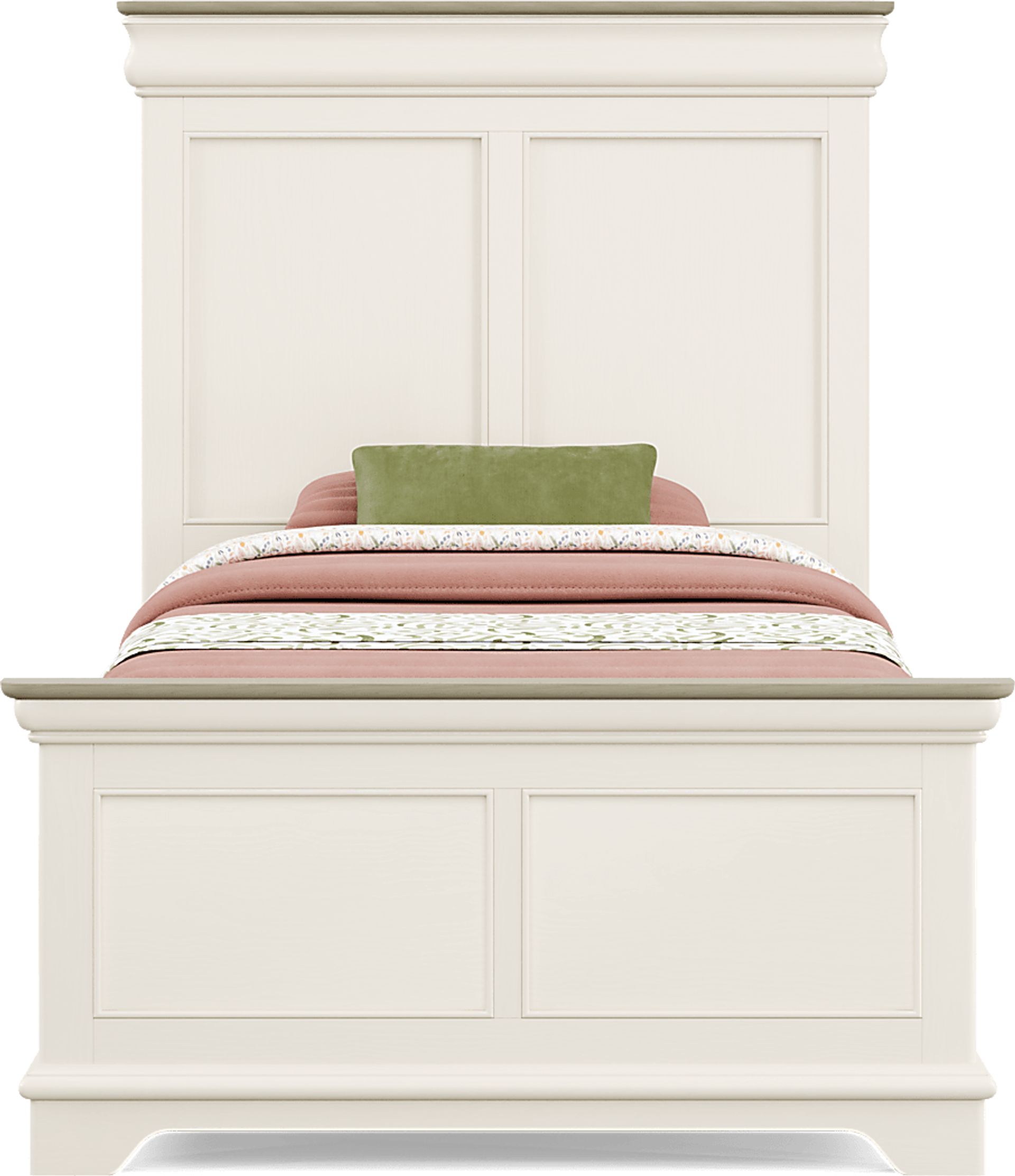 Kids Oberon Cream Twin Panel Bed with Storage Side Rails - Image 3
