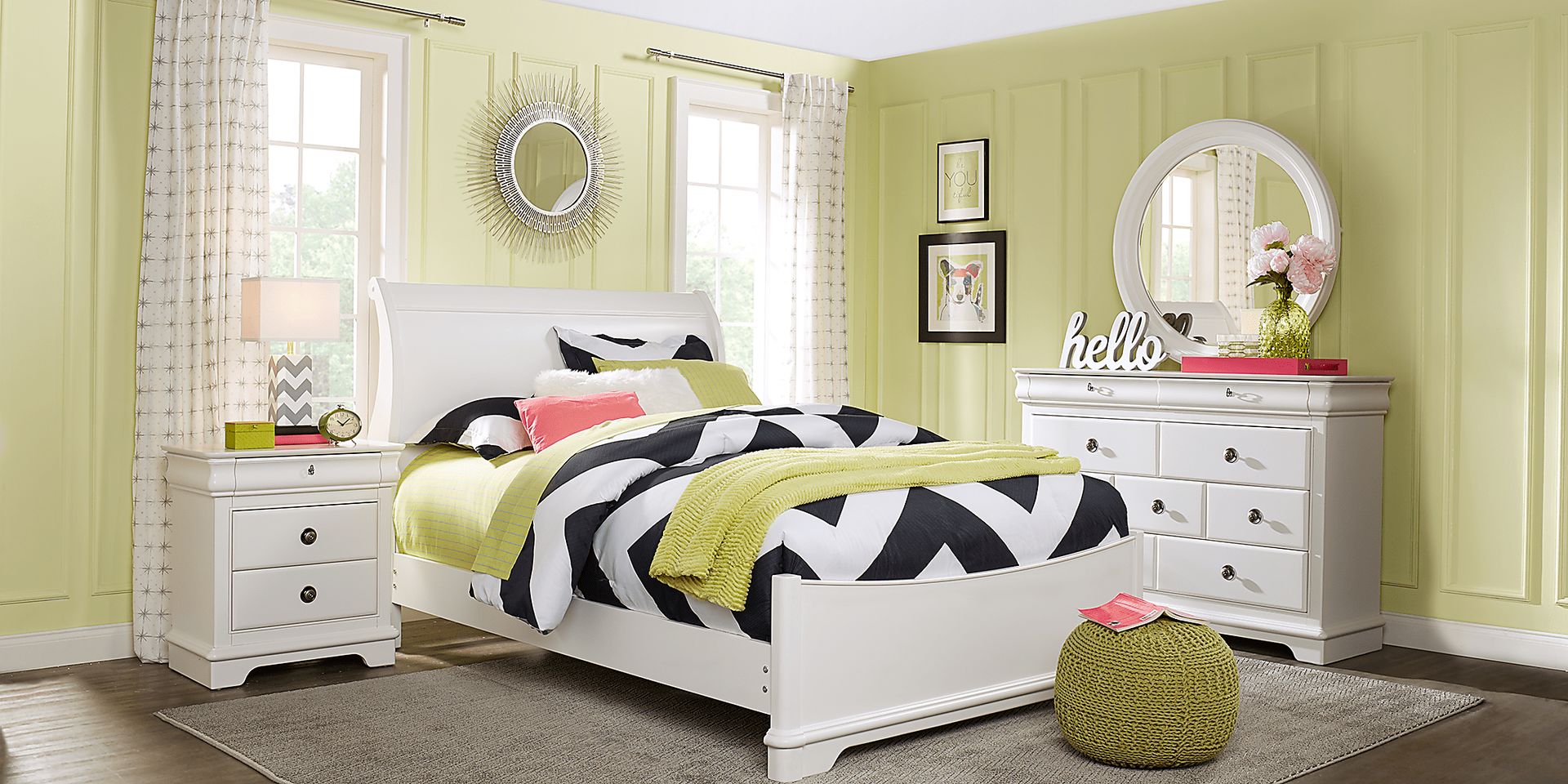 Kids Oberon White 5 Pc Full Sleigh Bedroom - Image 2