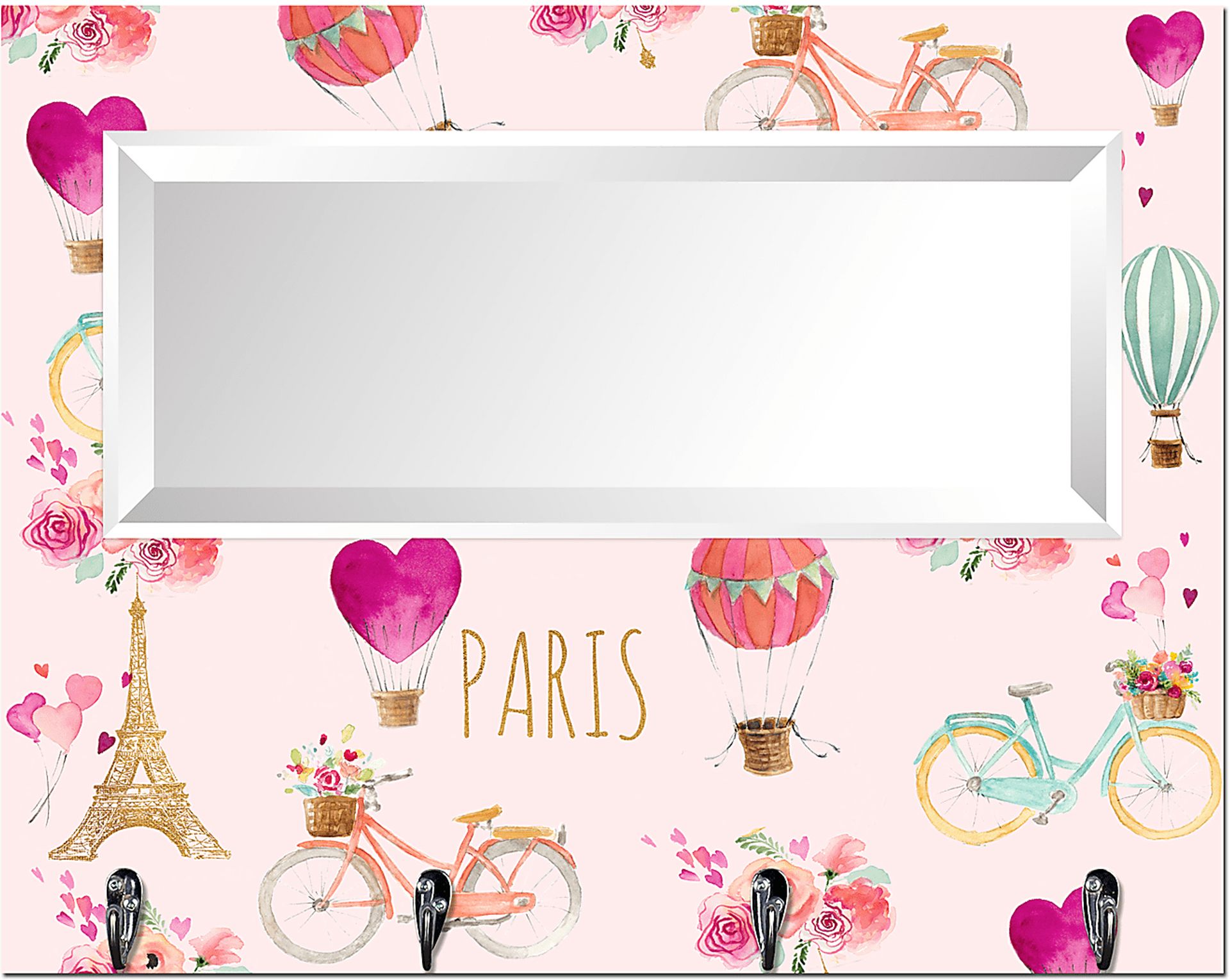 Kids Off To Paris White Wall Mirror - Image 1