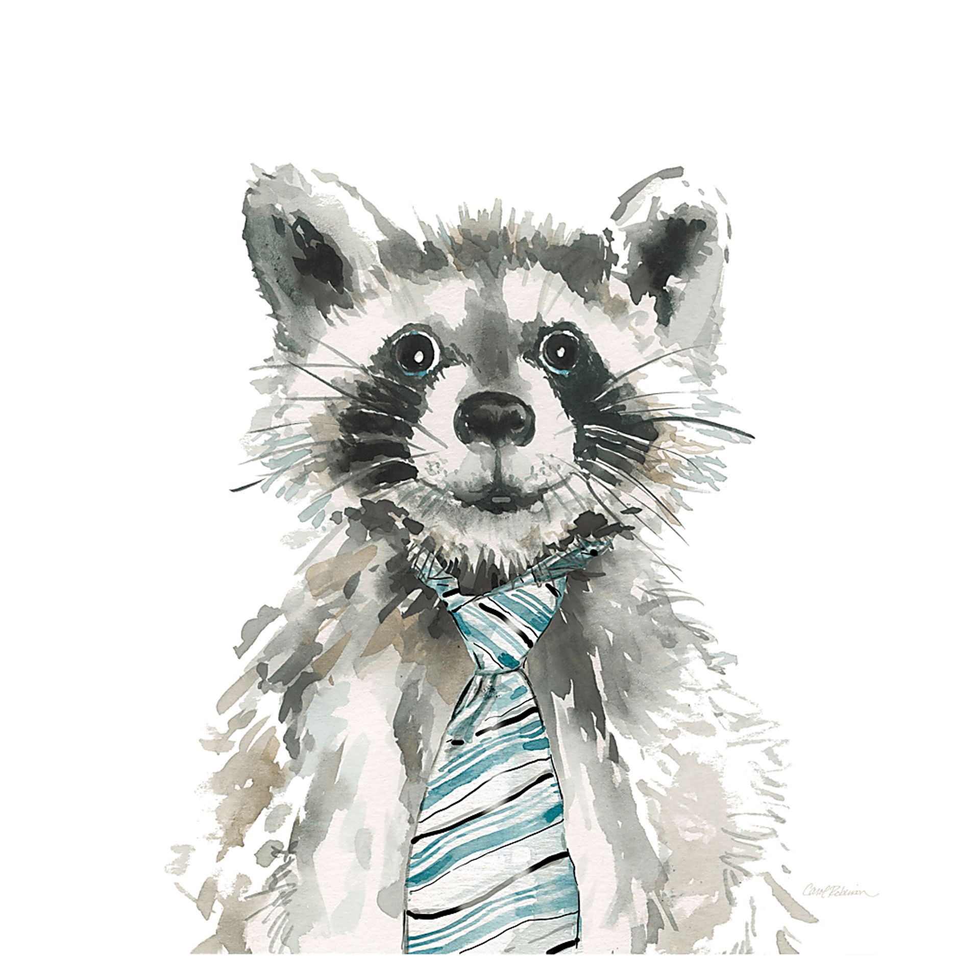 Kids Office Raccoon Gray Artwork - Image 1