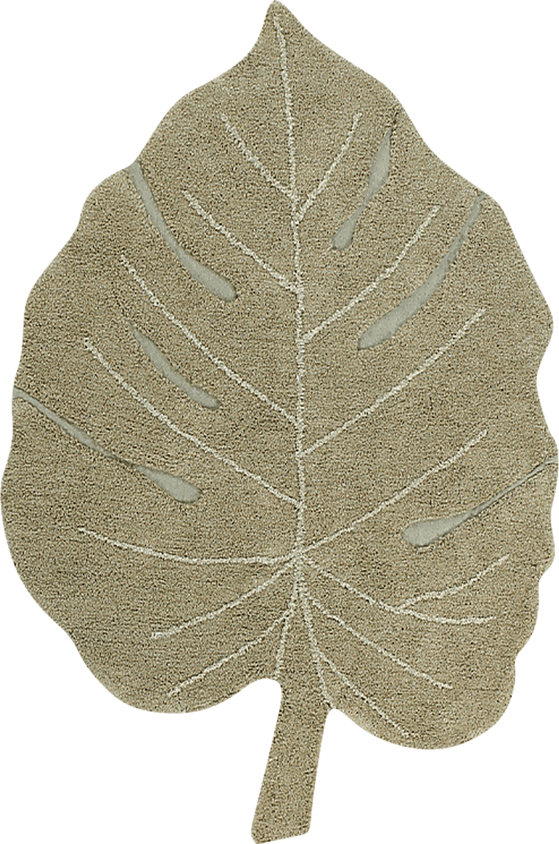 Kids Olive 4' X 5'11 Monstera Leaf Machine Washable Rug - Image 1
