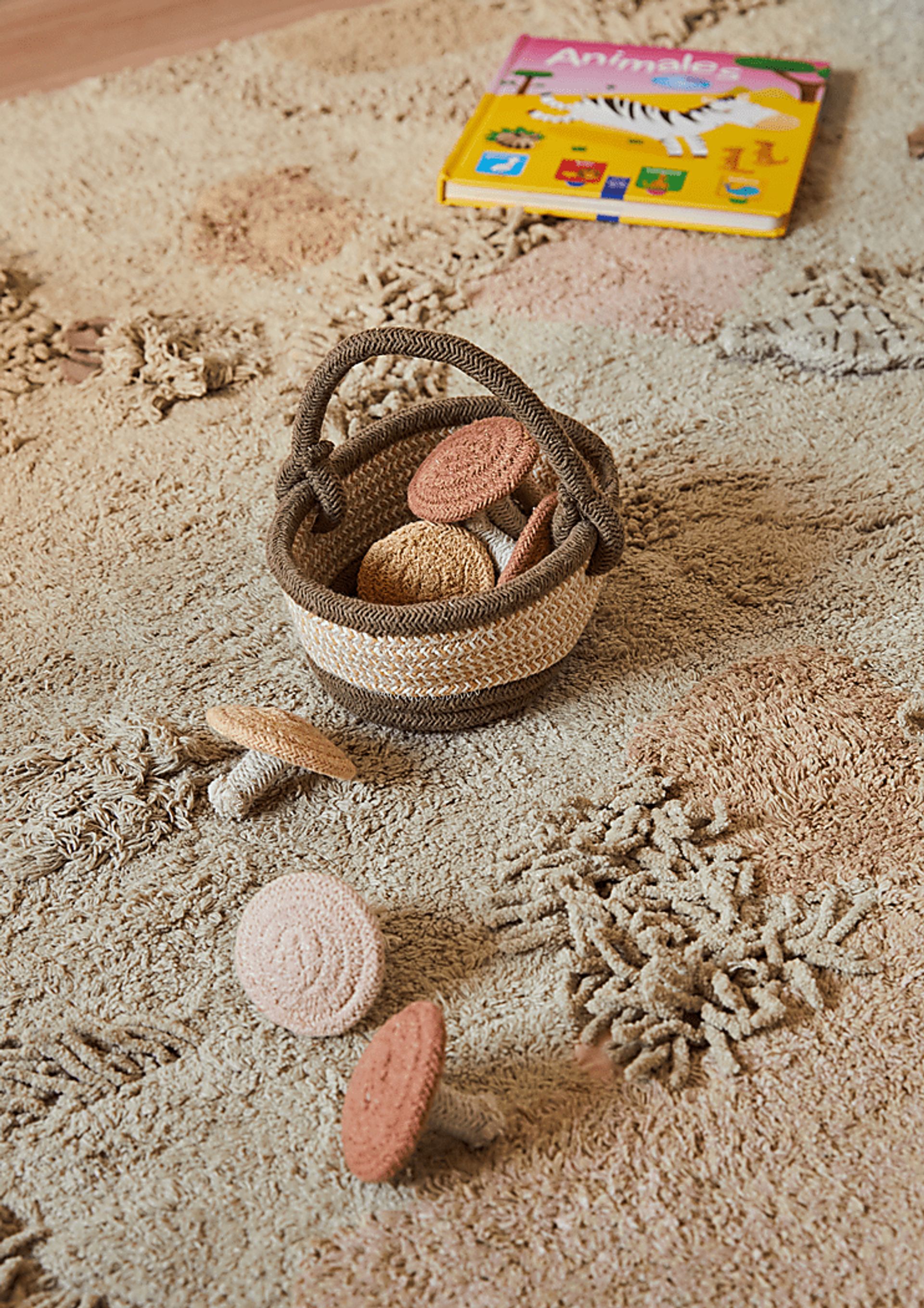 Kids Olive 4' x 5'3 Mushroom Forest Machine Washable Rug - Image 3