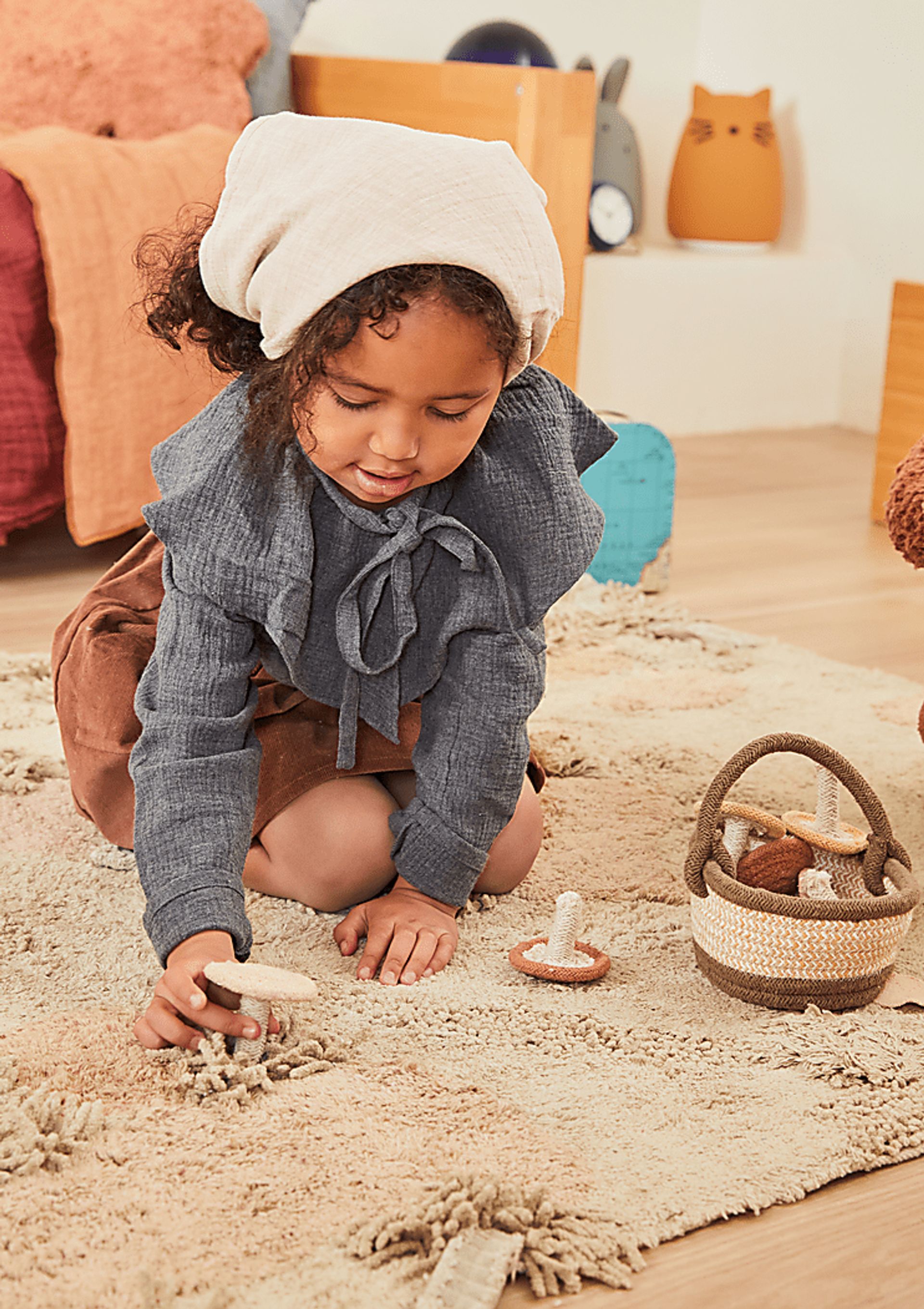 Kids Olive 4' x 5'3 Mushroom Forest Machine Washable Rug - Image 5