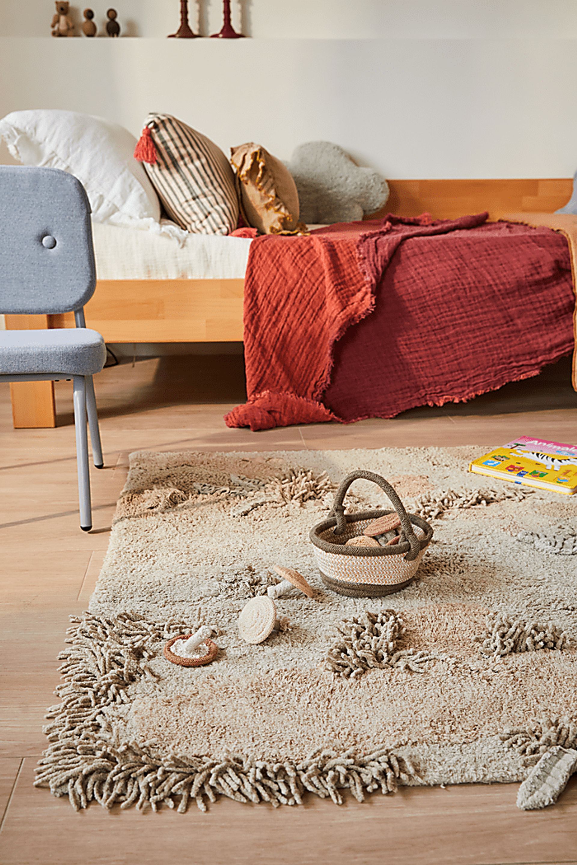 Kids Olive 4' x 5'3 Mushroom Forest Machine Washable Rug - Image 6