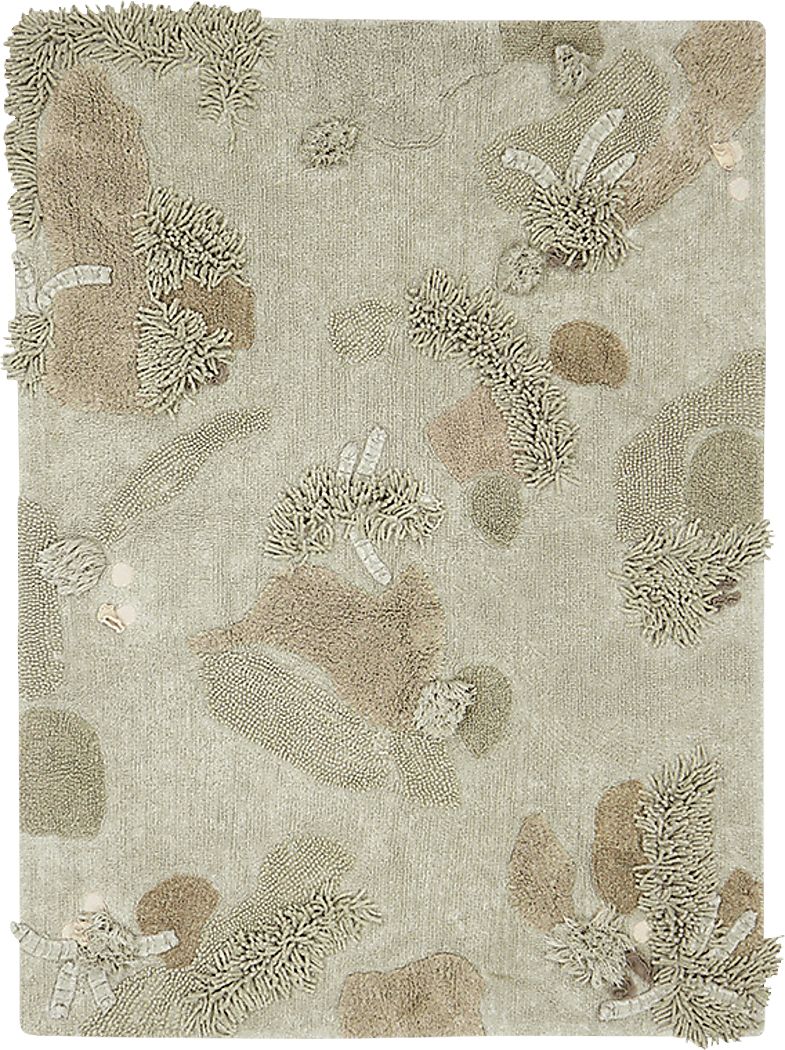 Kids Mushroom Forest Olive 4' x 5'3 Machine Washable Rug
