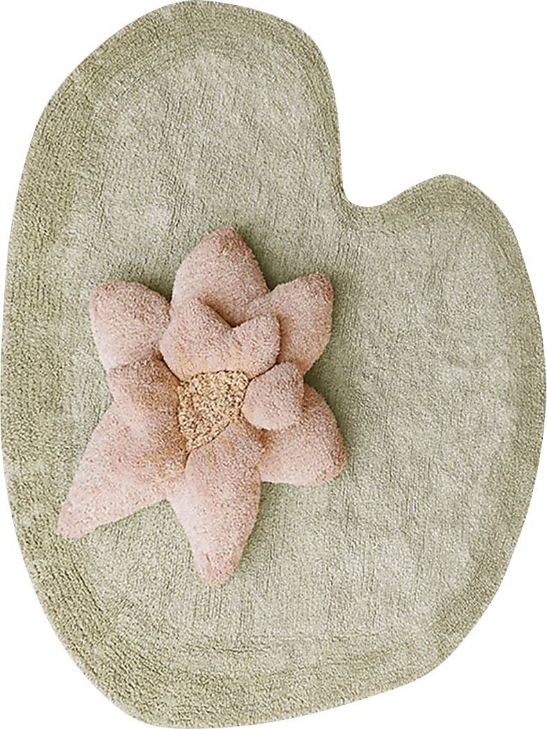 Kids Olive 4' x 5'3 Puffy Lily Machine Washable Rug