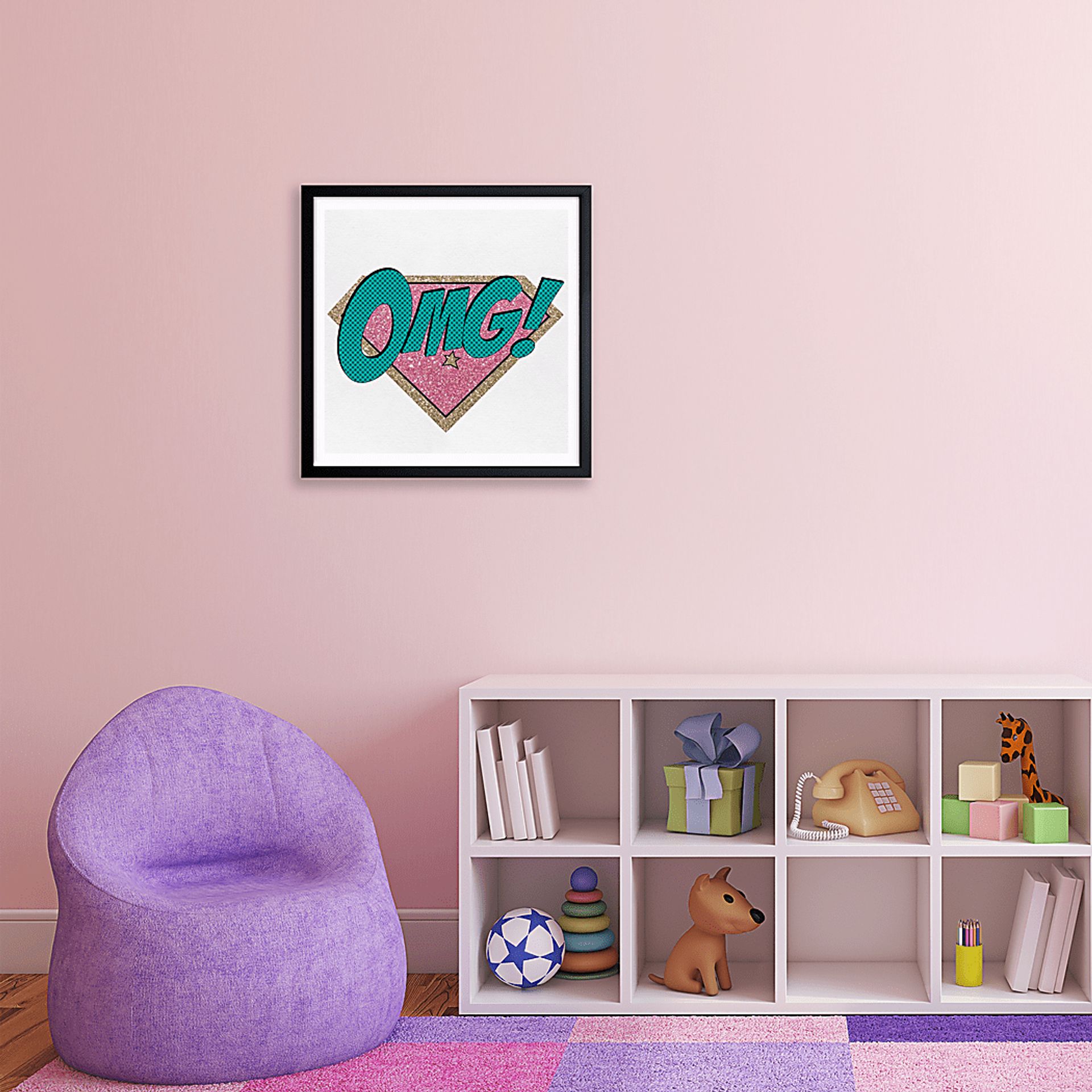 Kids OMG Big Words Green Medium Wall Art - Image 3