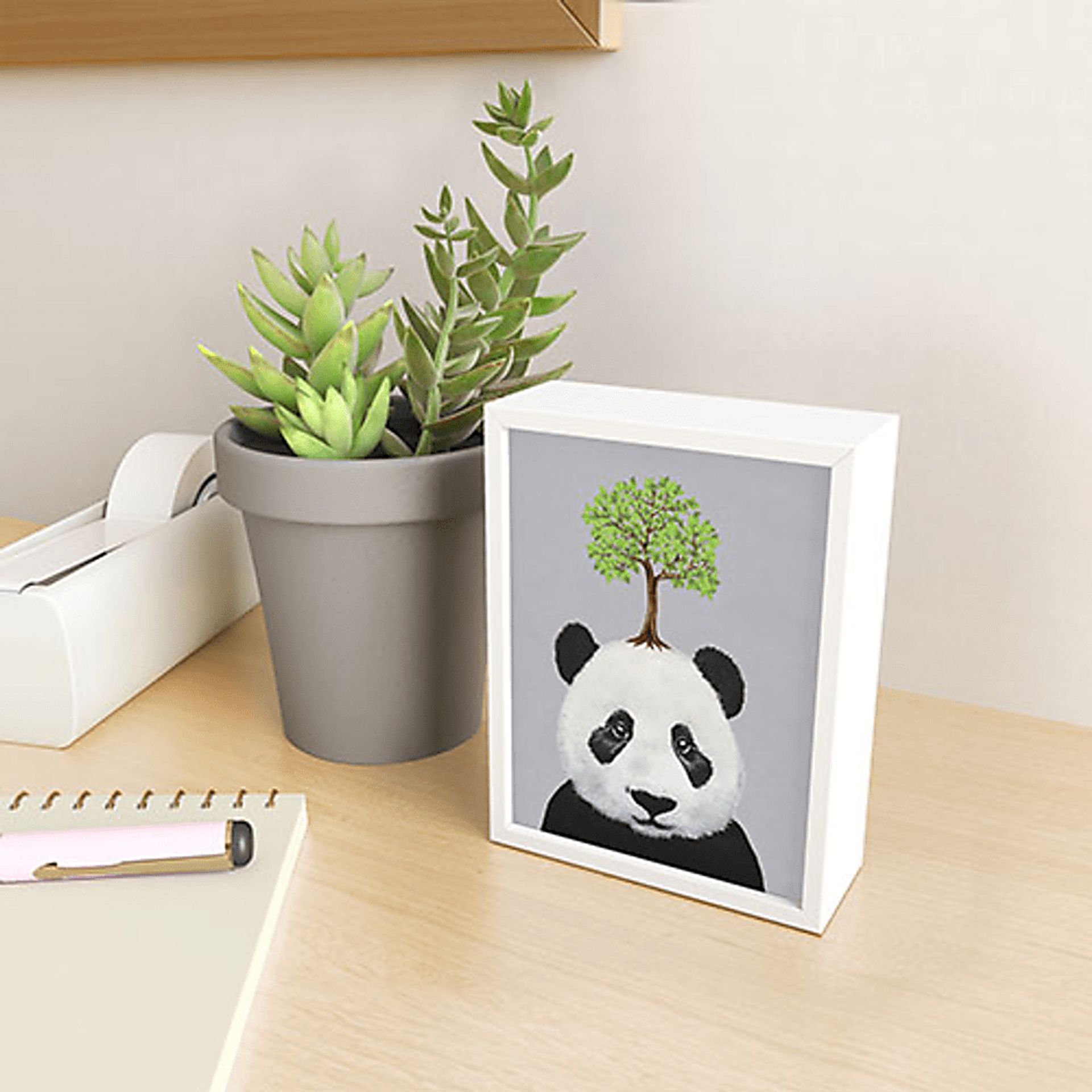 Kids Panda Tree White Mini Framed Art - Image 2