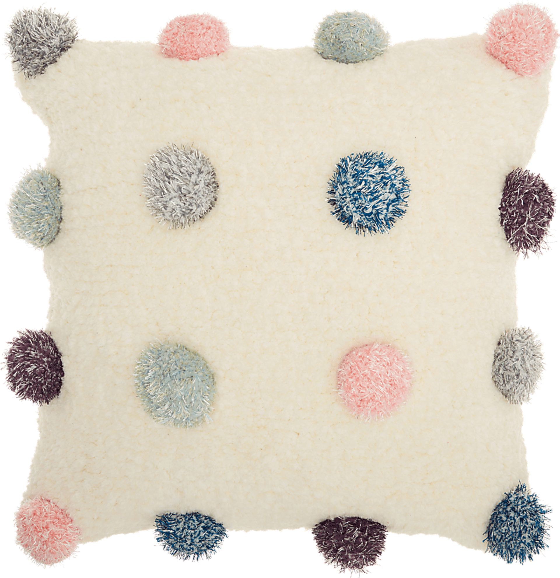 Kids Parallel Poms Beige Accent Pillow - Image 1