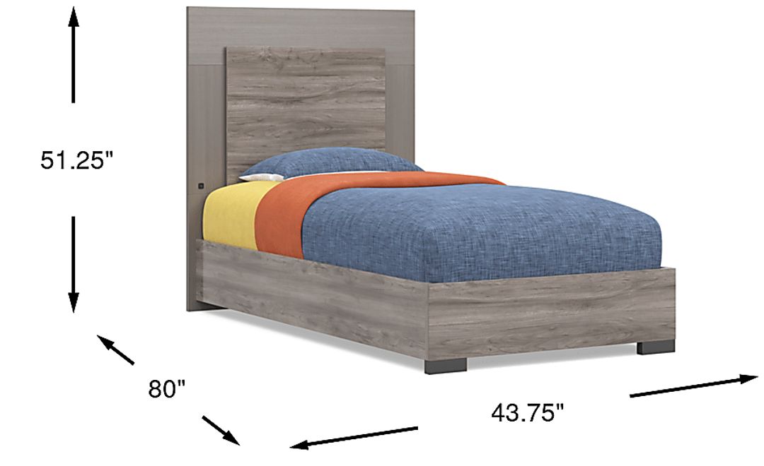 Kids Park Peak Gray Twin Panel Bed