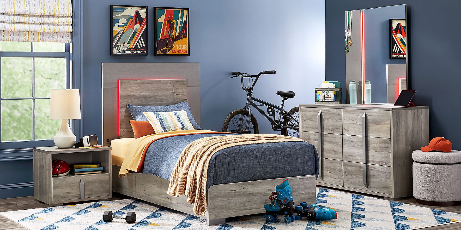 Park Peak 3 Pc Gray Twin Panel Bed Rooms to Go