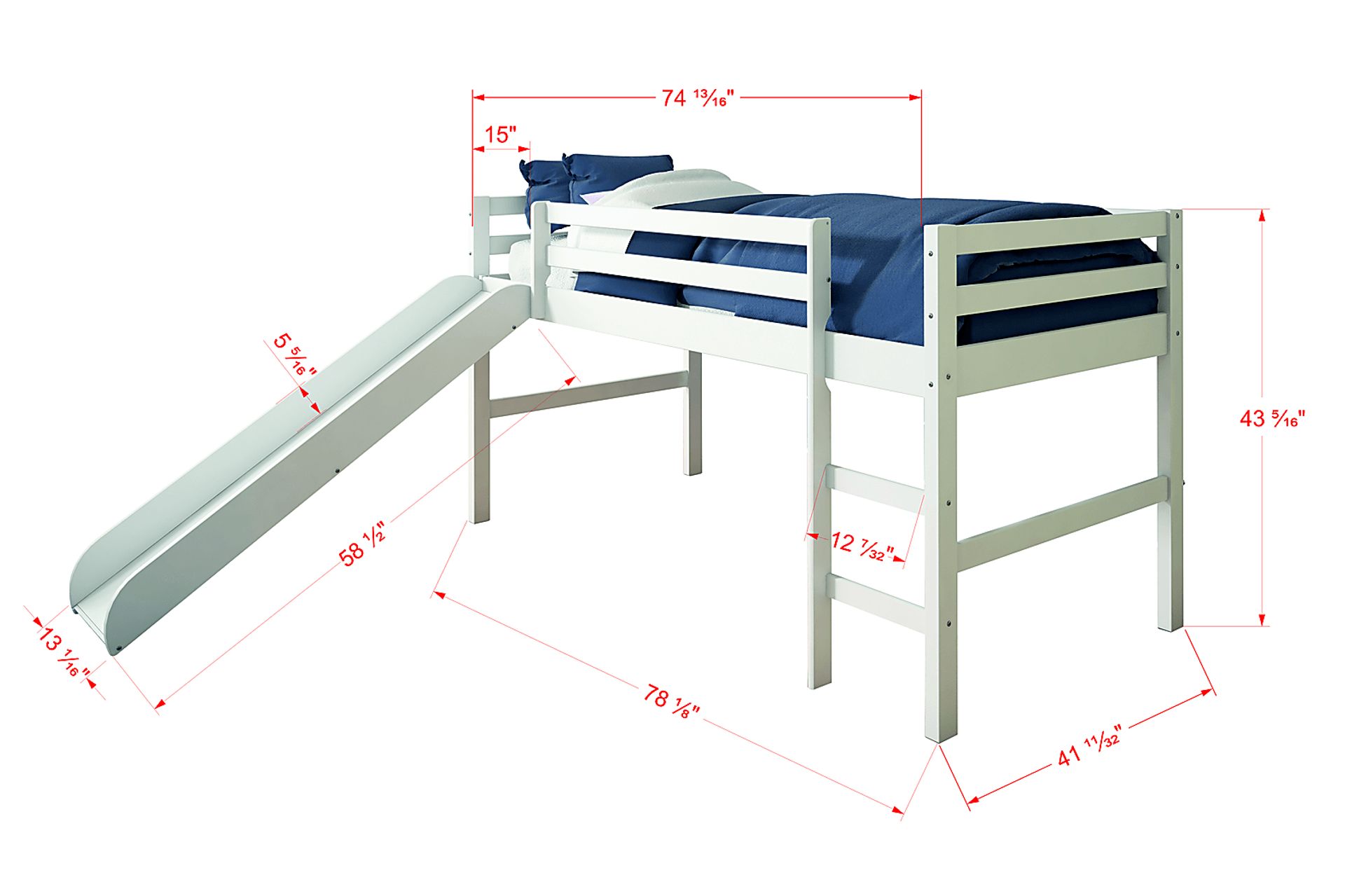 Kids Parman White Twin Loft Bed - Image 3
