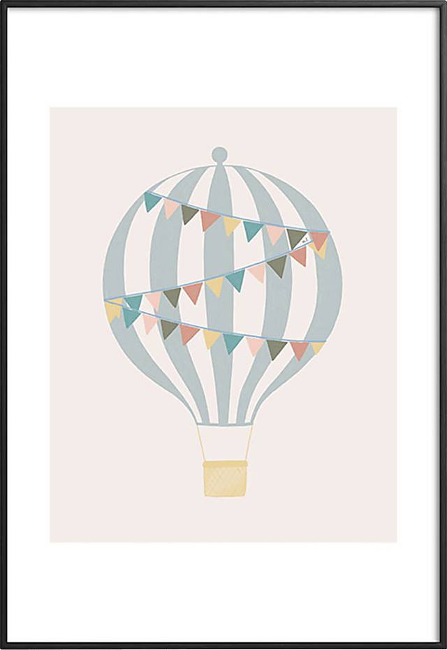 Kids Pastel Balloon Beige Metal Framed Print - Thumbnail - Image 1