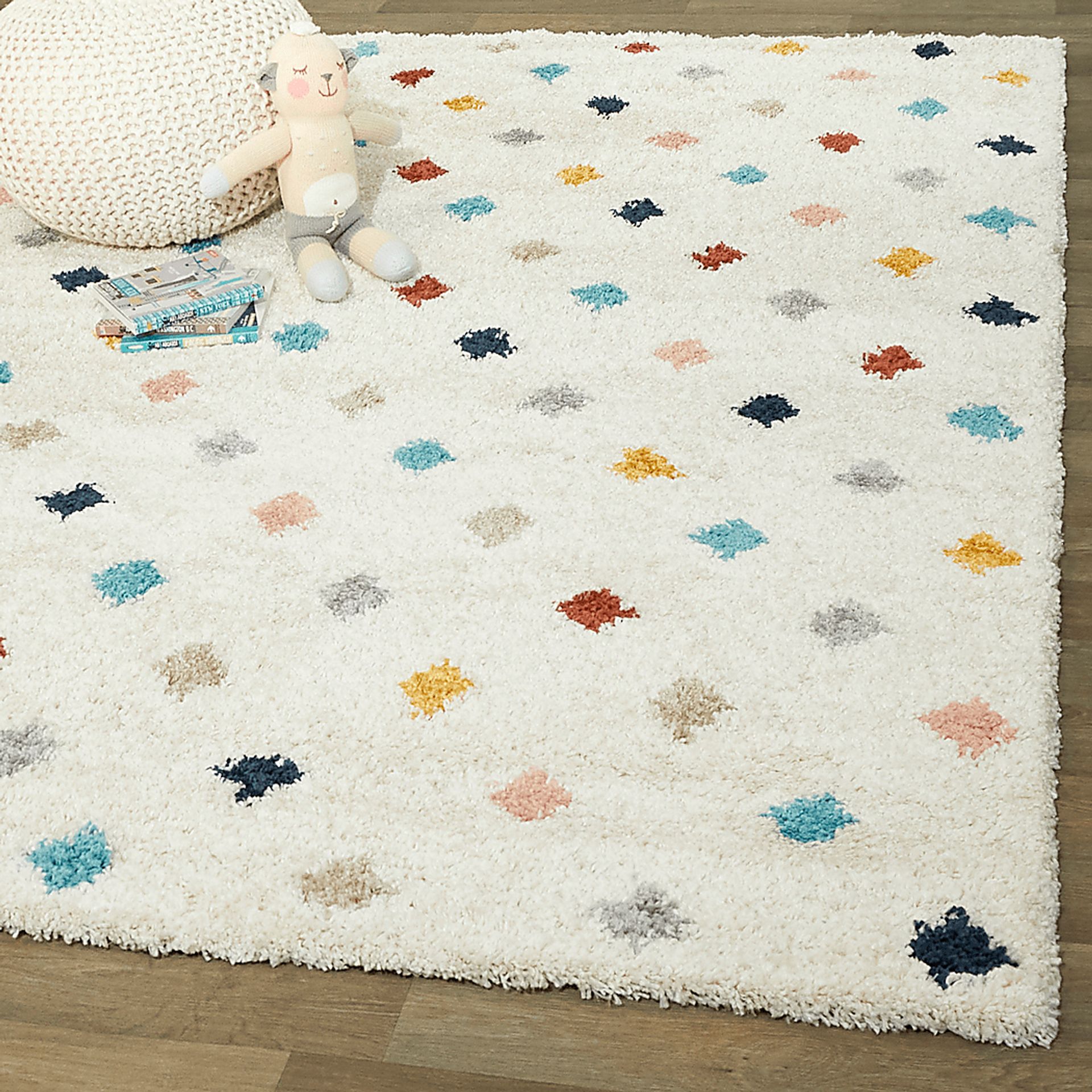 Kids Pastel Diamonds White 5'3 x 7' Rug - Image 2