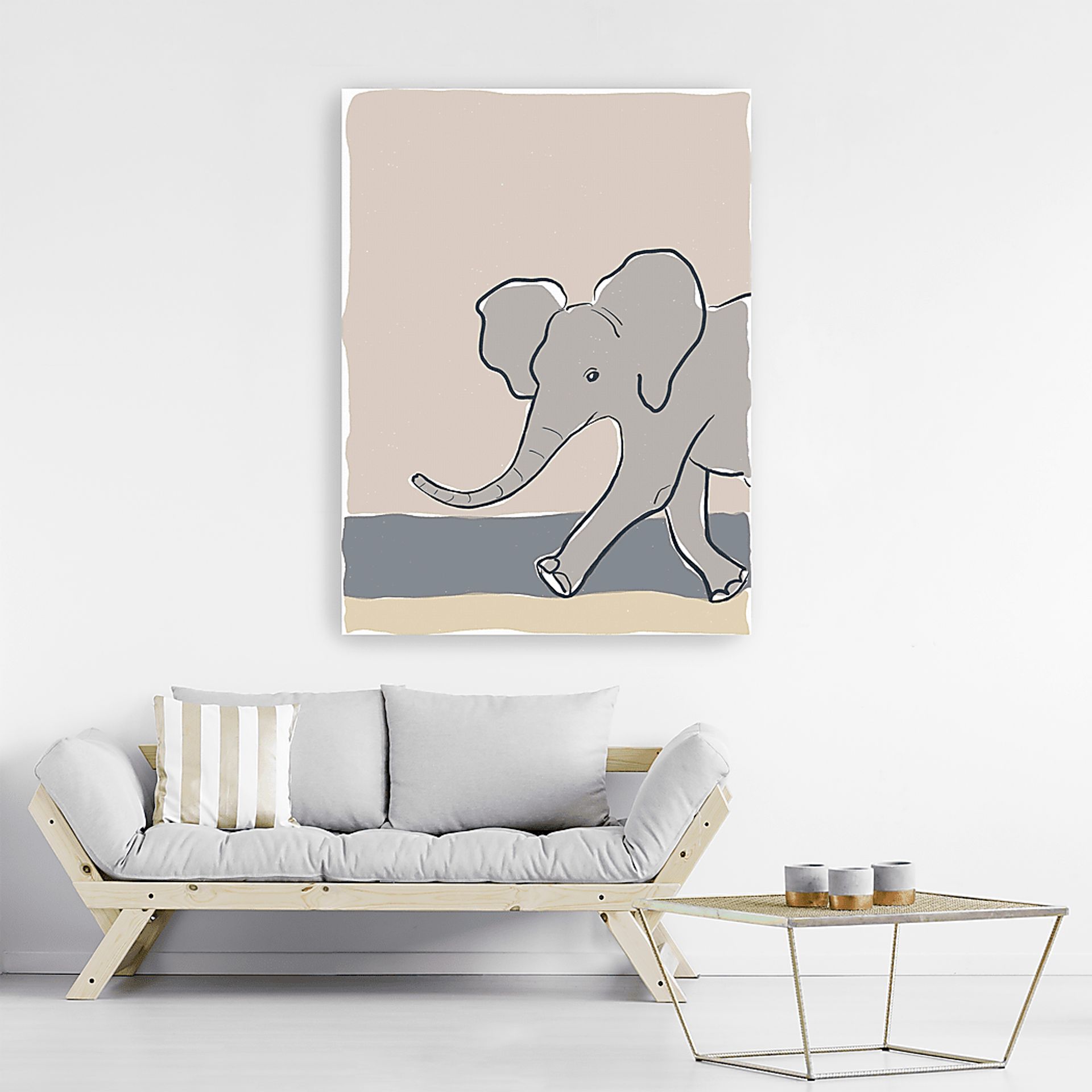 Kids Pastel Elephant Beige Artwork - Image 2
