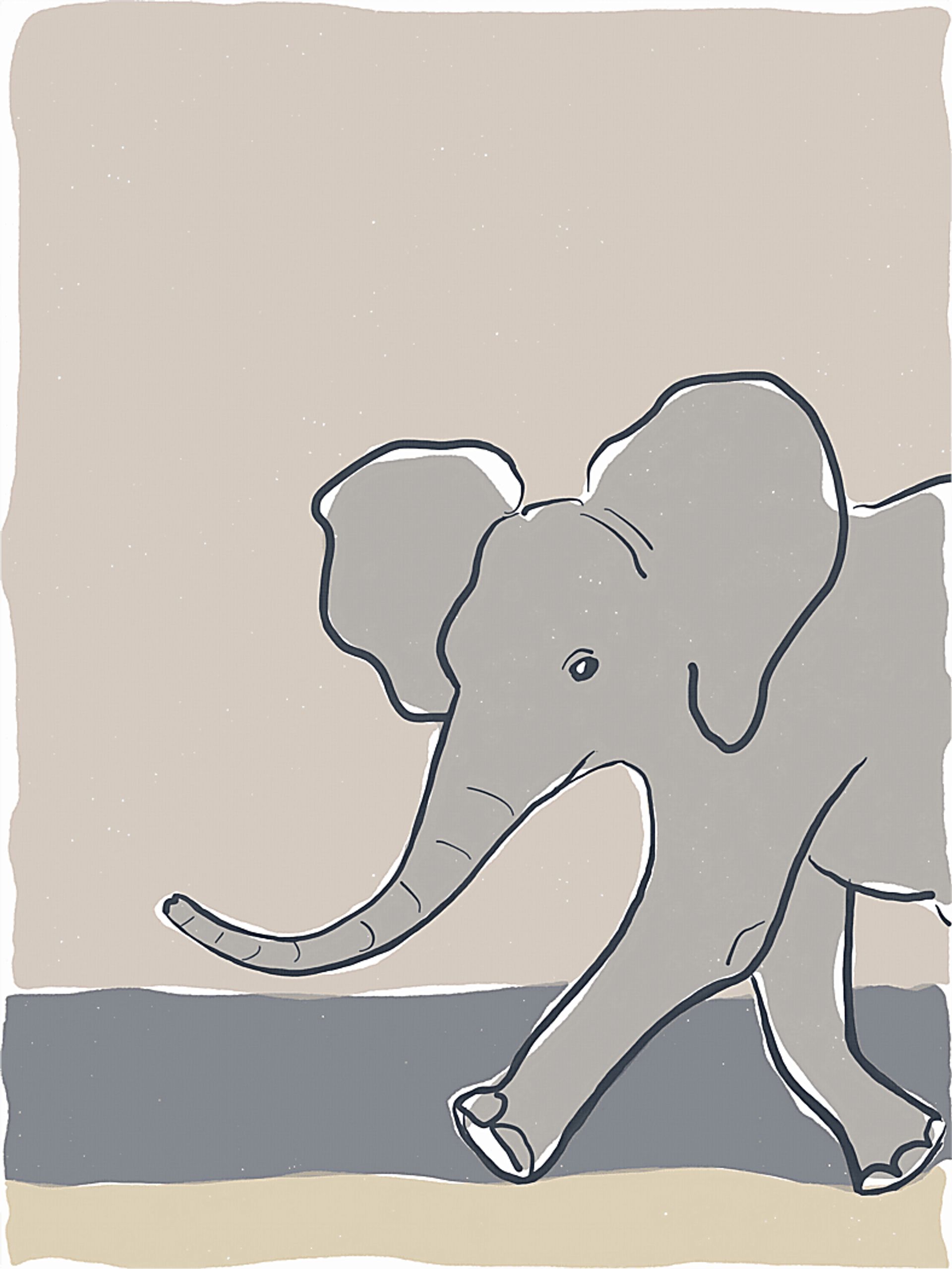 Kids Pastel Elephant Beige Artwork - Image 1