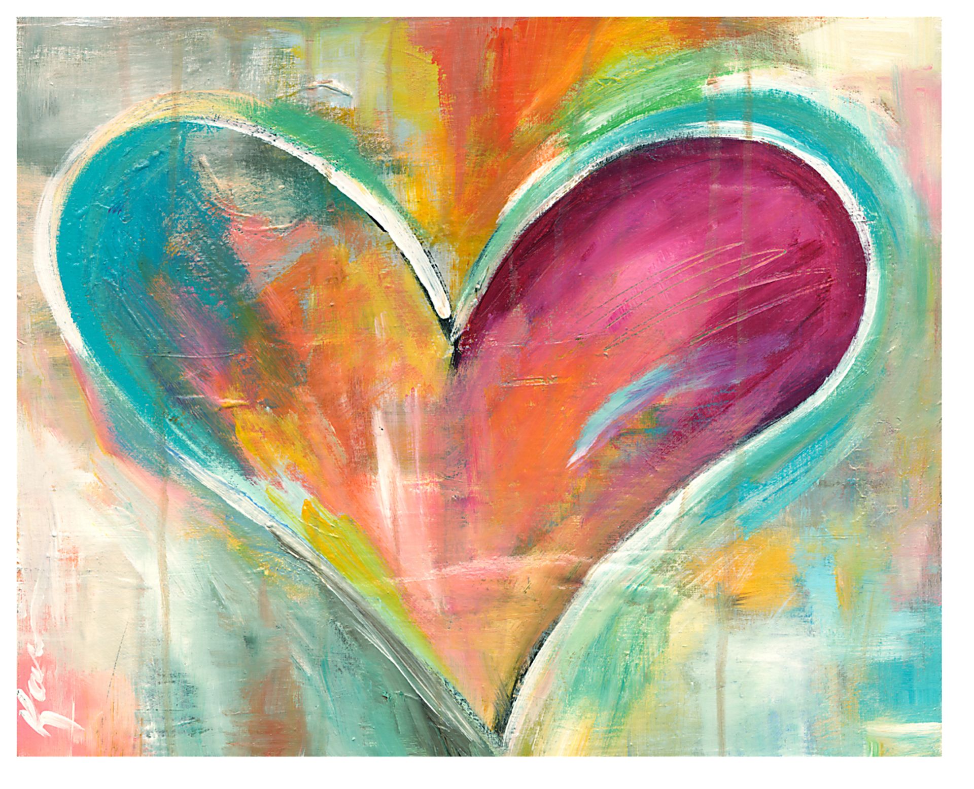 Kids Pastel Heart Orange Artwork - Image 1