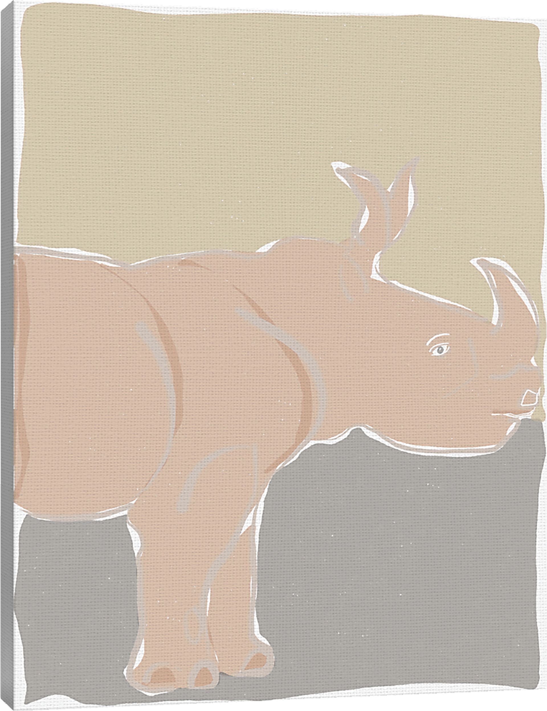 Kids Pastel Rhino Beige Artwork - Image 4