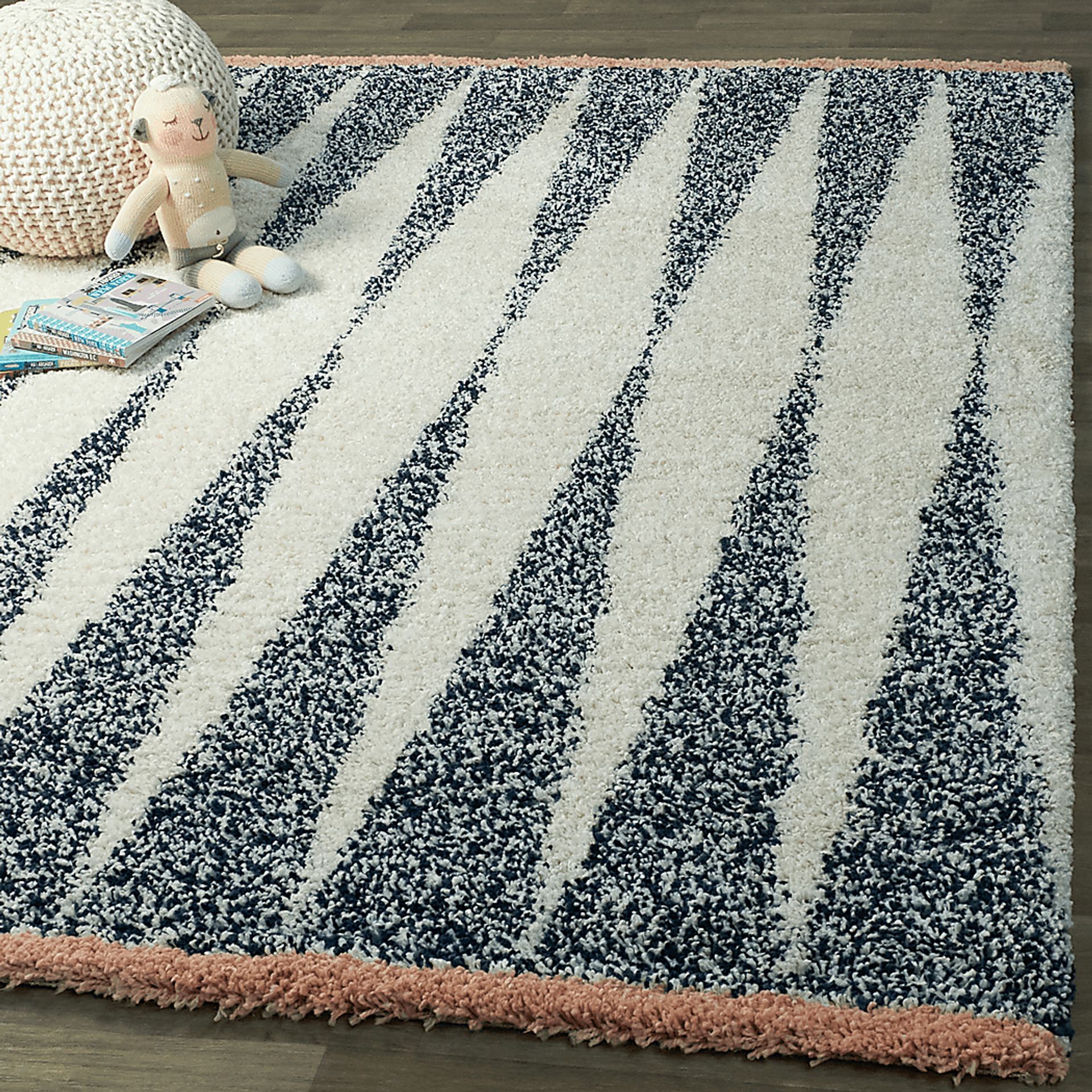Kids Pastel Stripe Gray 7'10 x 10' Rug - Image 2