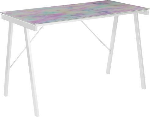 Kids Pastel Tie-Dye White Graphic Desk