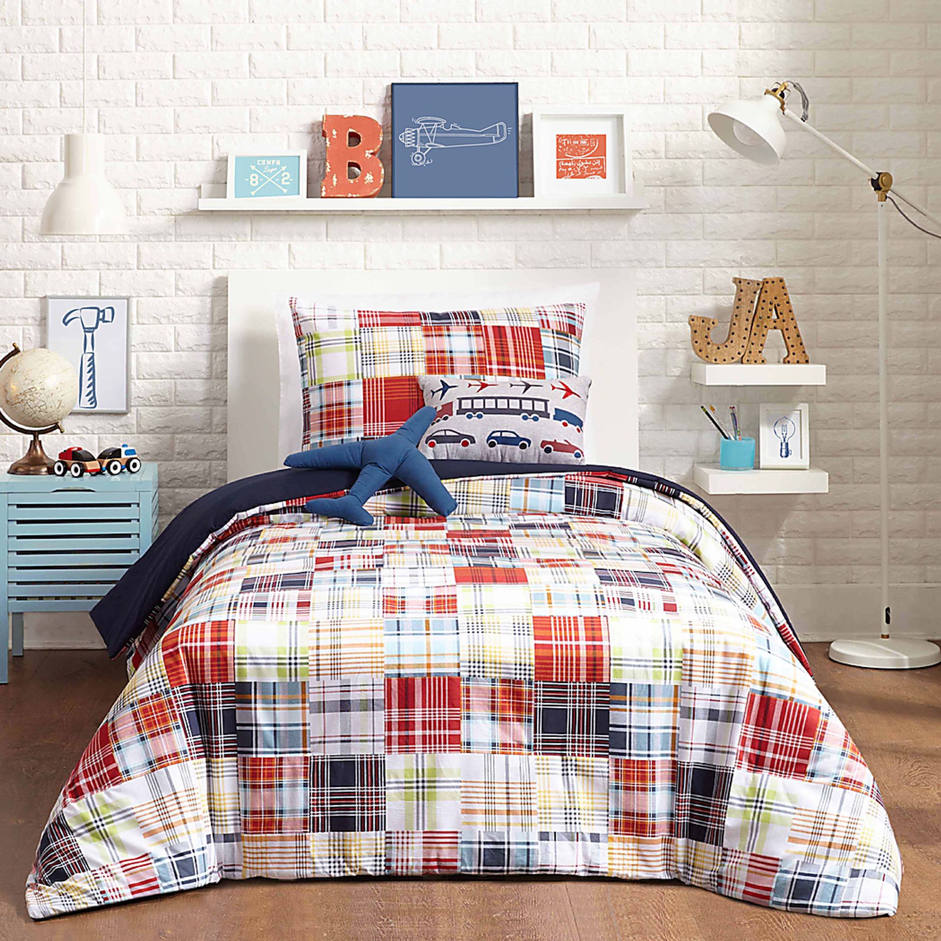 Kids Patchy Roads Blue Full Comforter Set - Image 2