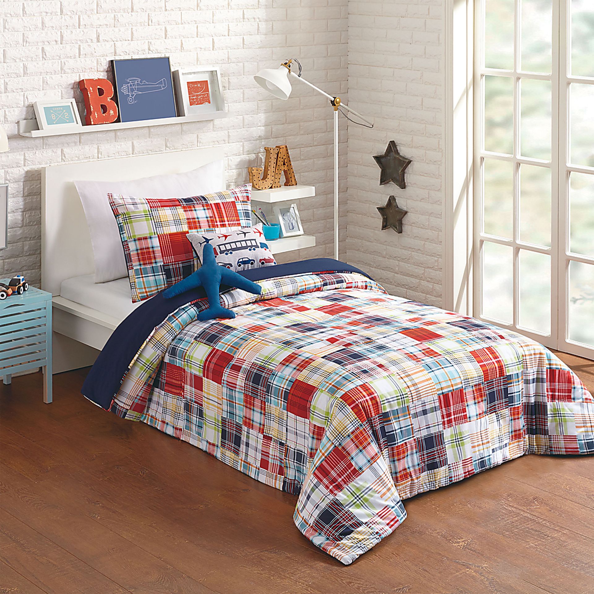 Kids Patchy Roads Blue Full Comforter Set - Image 1