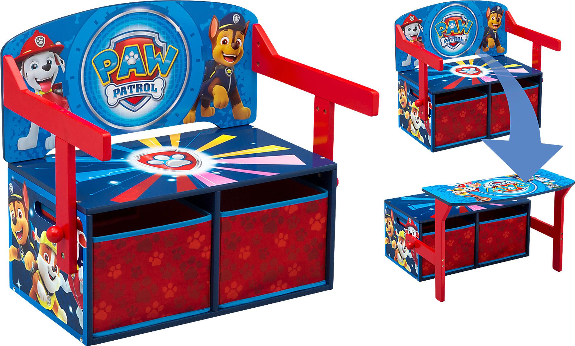 Kids Paw Patrol Blue Convertible Bench - Image 2