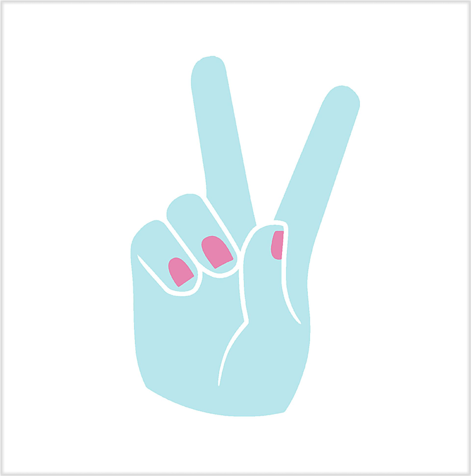 Kids Peace Hand Teal Artwork - Image 1