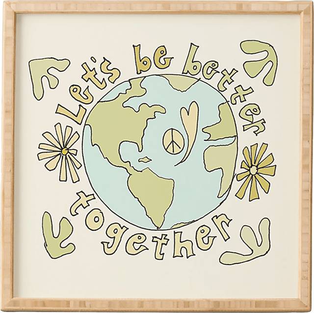 Kids Peace, Love, and the Earth Cream Framed Wall Art - Thumbnail - Image 1