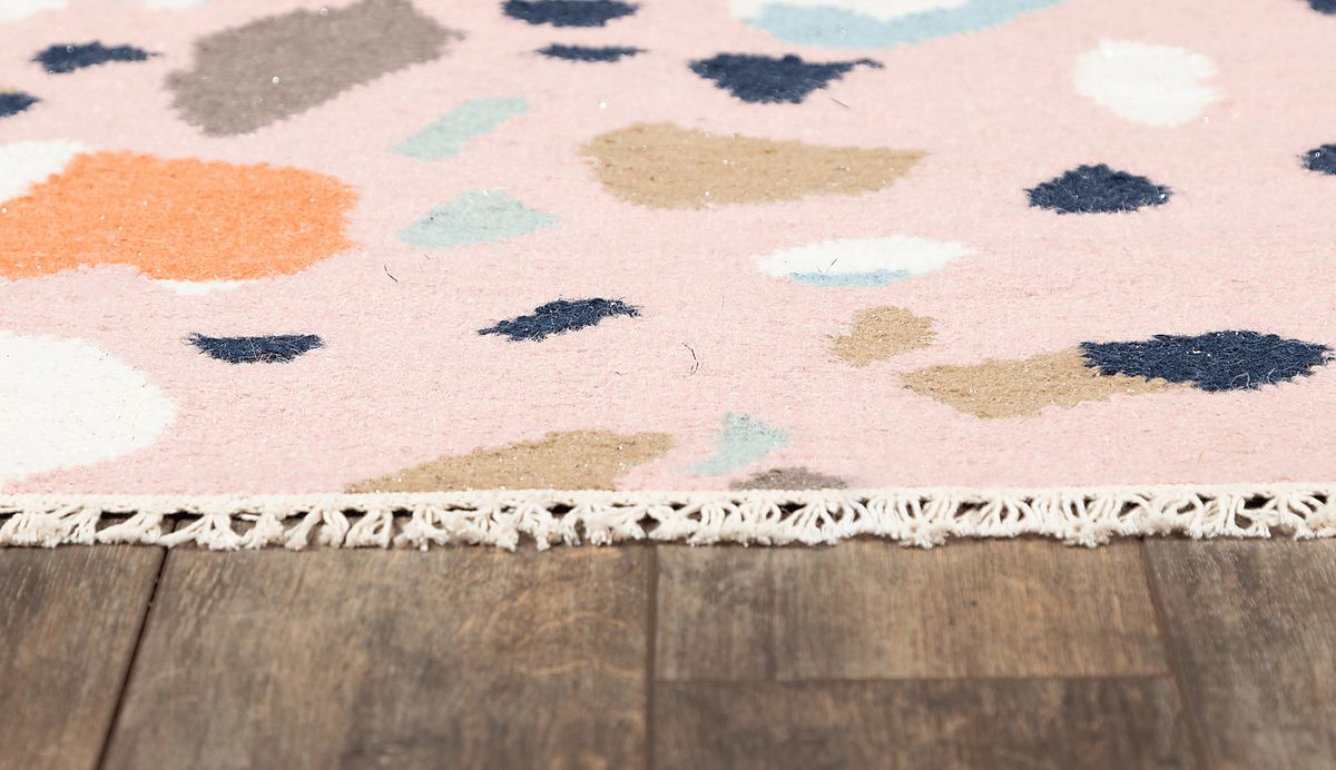 Pebble Patch Pink Wool Fabric Rug | Rooms to Go