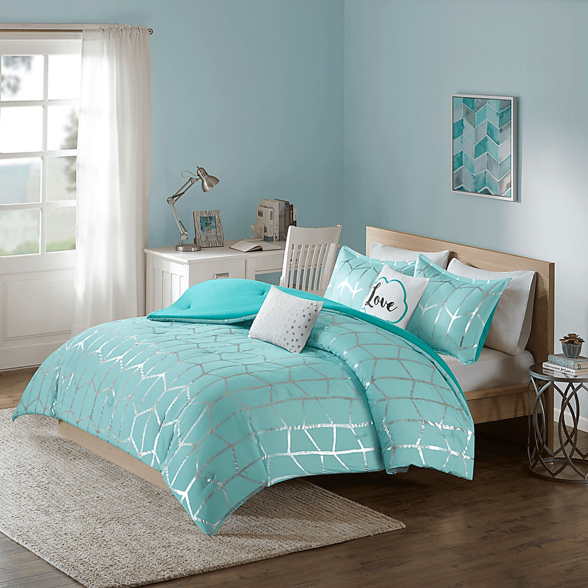 Aqua blue queen comforter set hotsell