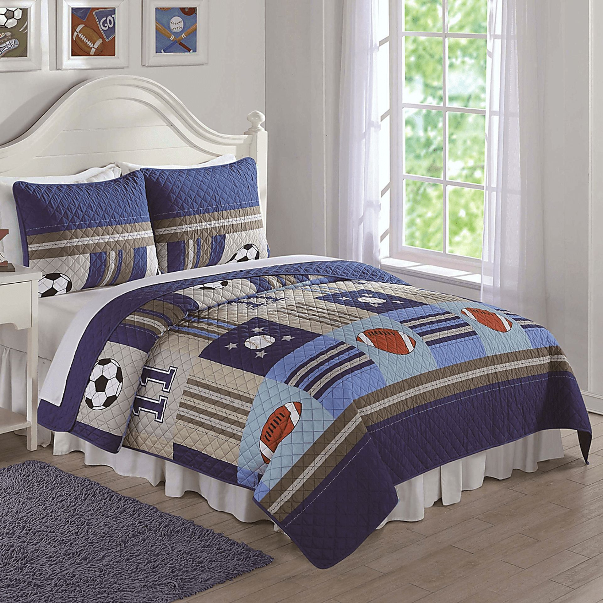 Kids Perfect Score Blue Twin Comforter Set - Image 1