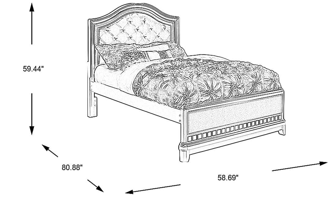 Kids Petit Paris Silver 3 Pc Full Panel Bed