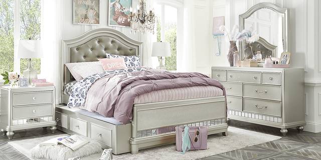 Kids Petit Paris Silver 5 Pc Full Panel Bedroom - Thumbnail - Image 1