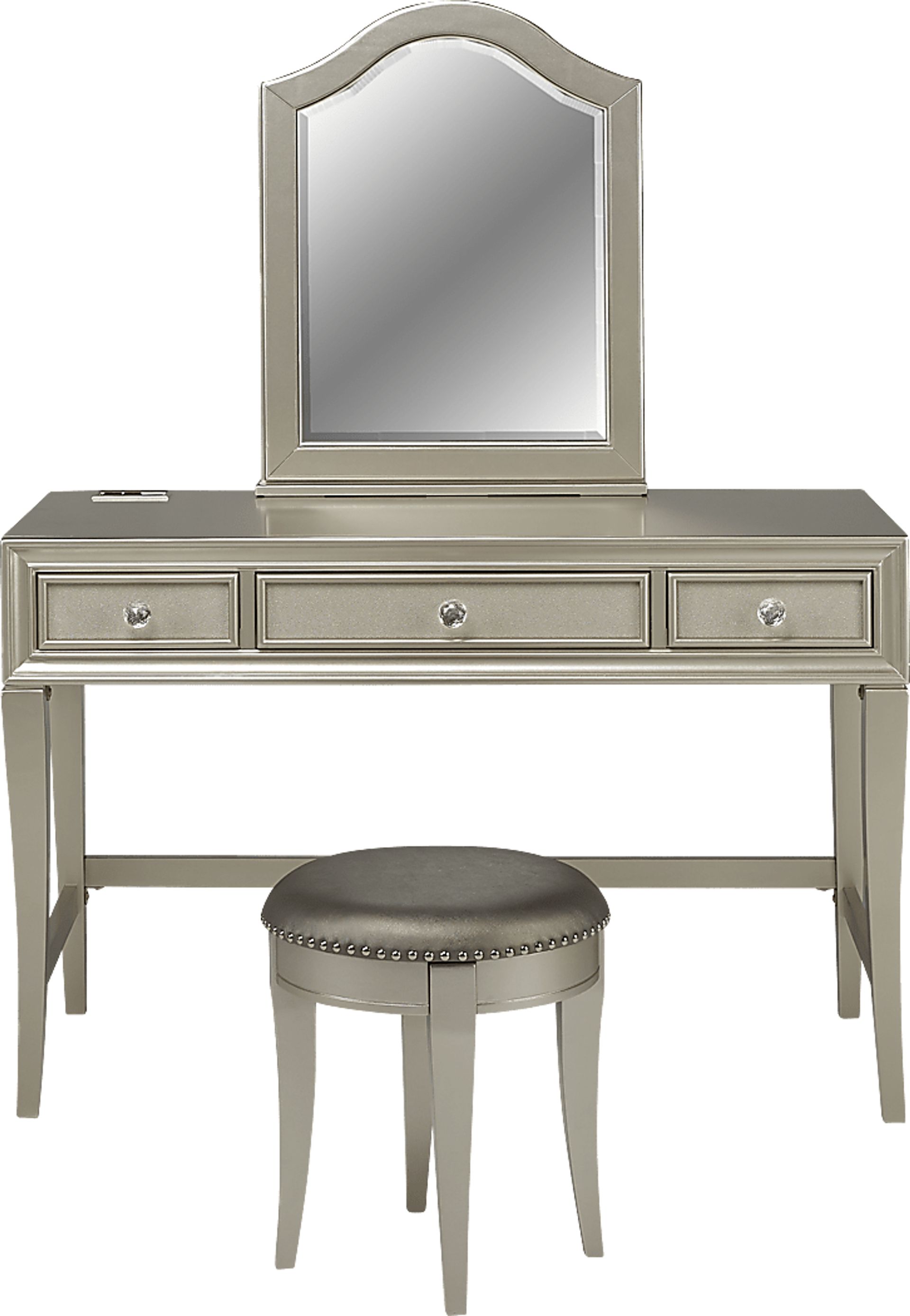 Kids Petit Paris Silver Vanity, Mirror & Stool Set - Image 1