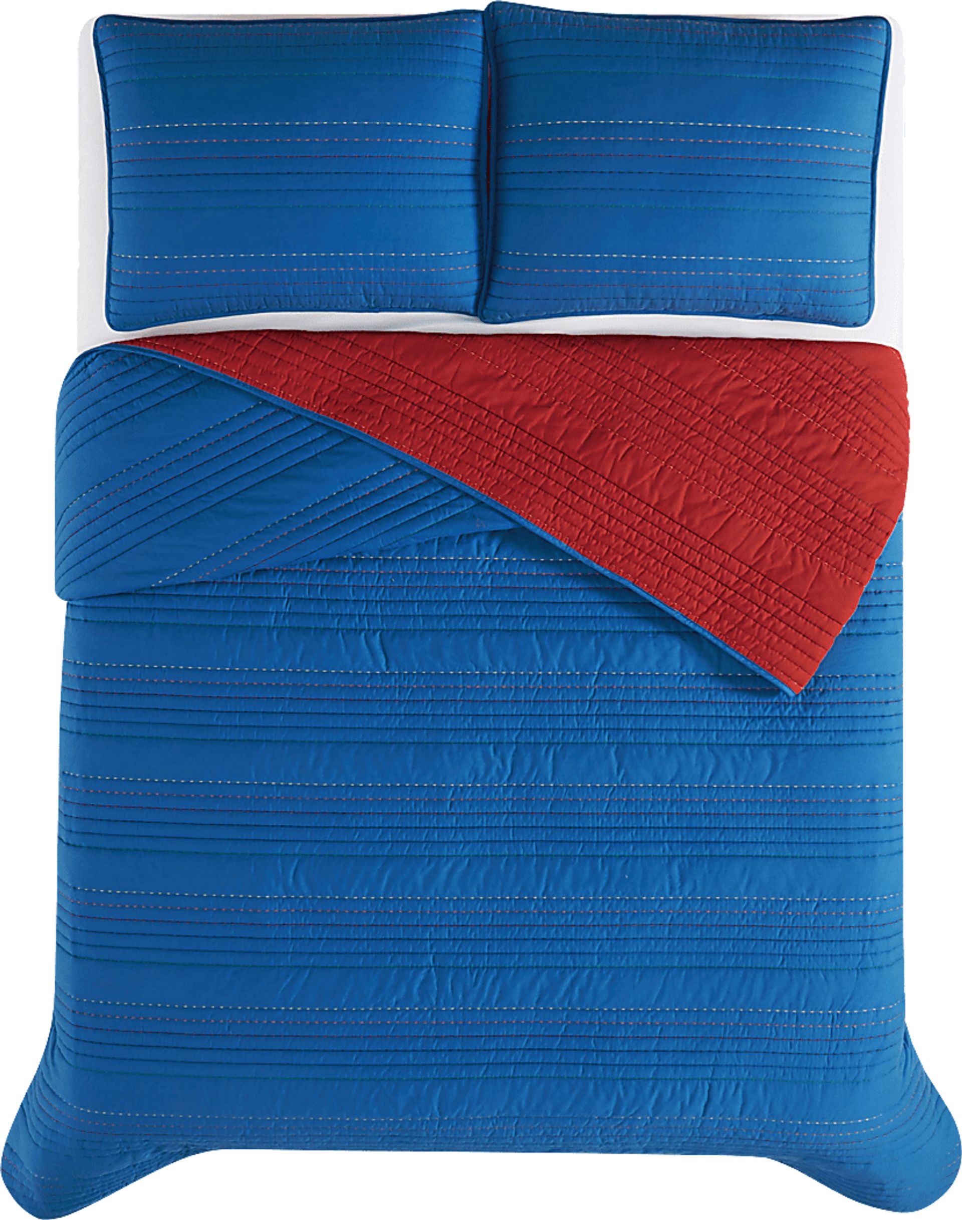 Kids Pick Stitch Blue 3 Pc Queen Quilt Set - Image 7