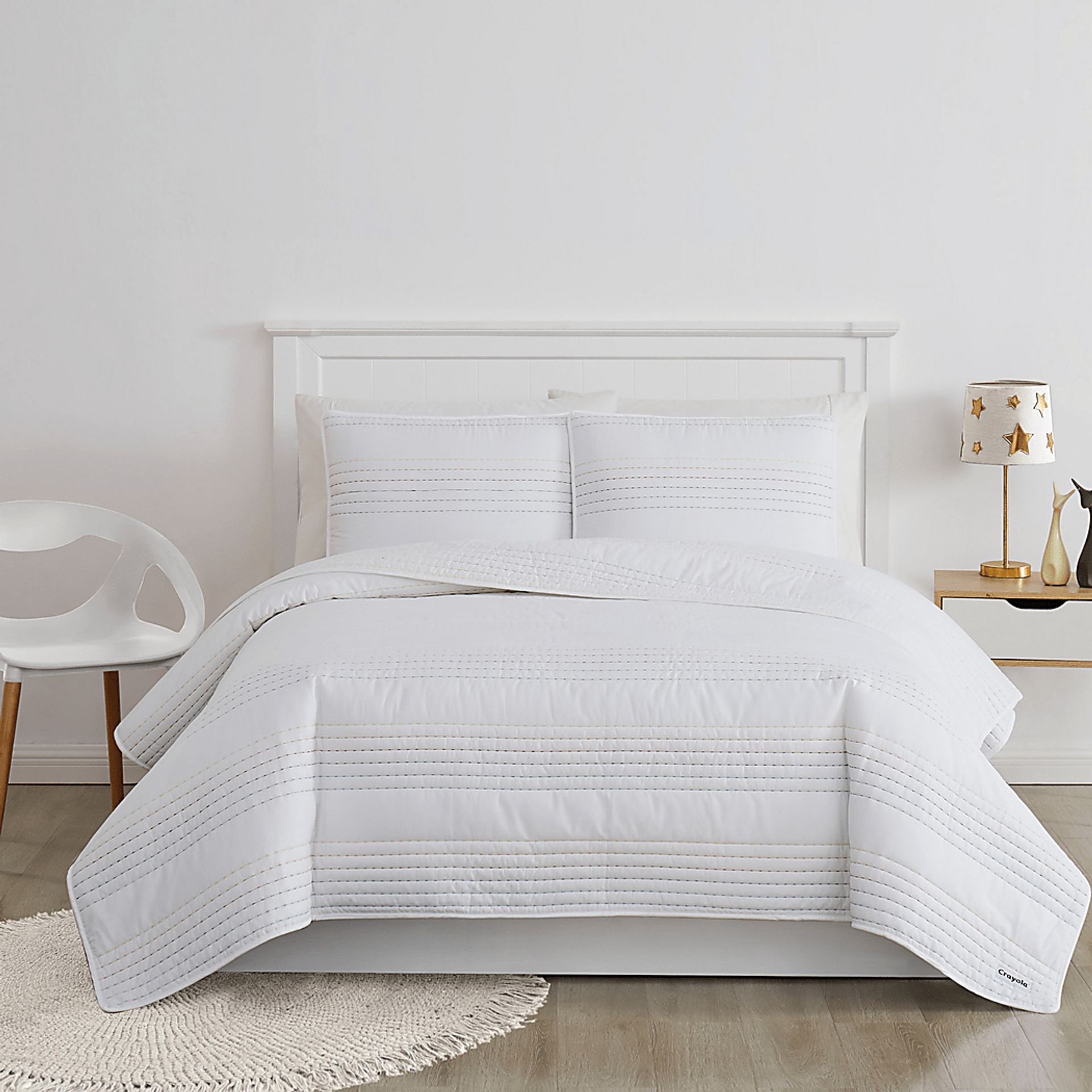 Kids Pick Stitch White 3 Pc Full Quilt Set - Image 2