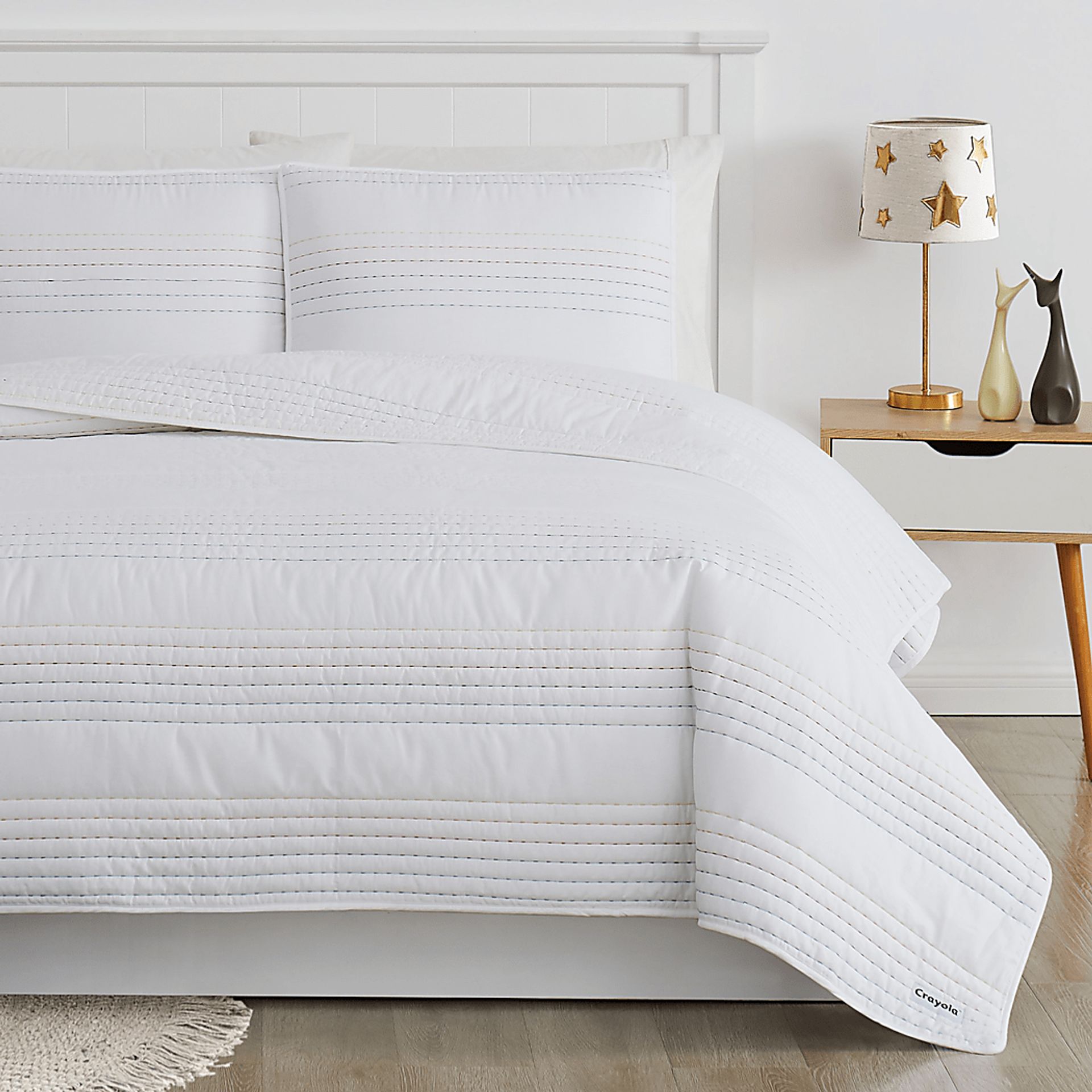 Kids Pick Stitch White 3 Pc Full Quilt Set - Image 8