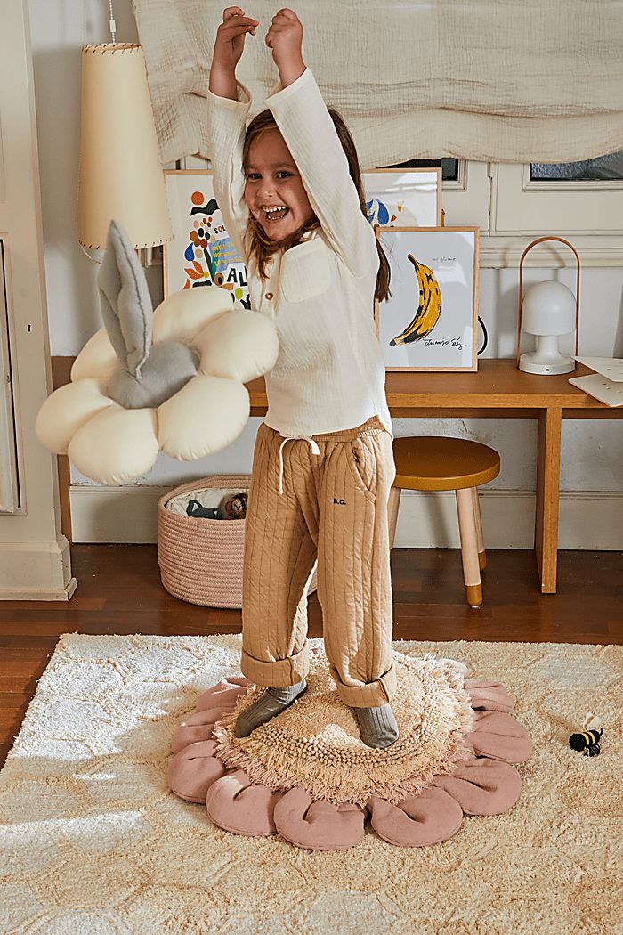 Kids Pink Daisy Floor Pillow - Thumbnail 3