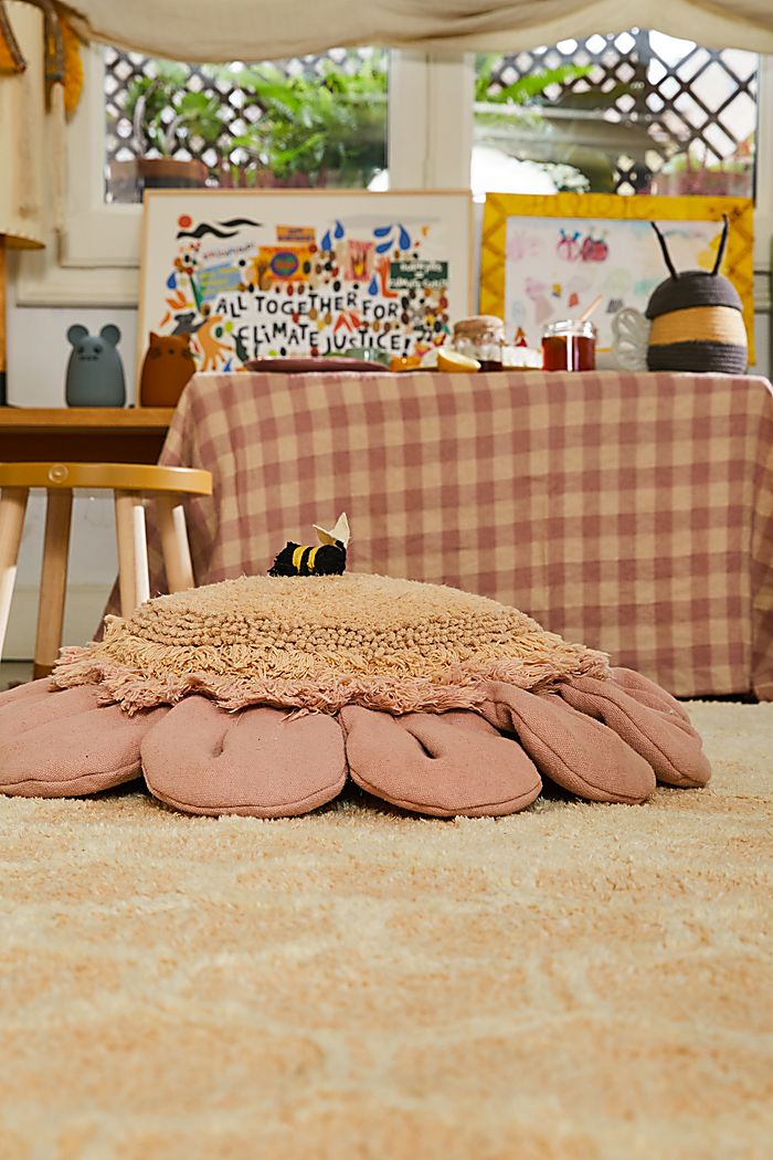 Kids Pink Daisy Floor Pillow - Thumbnail 5