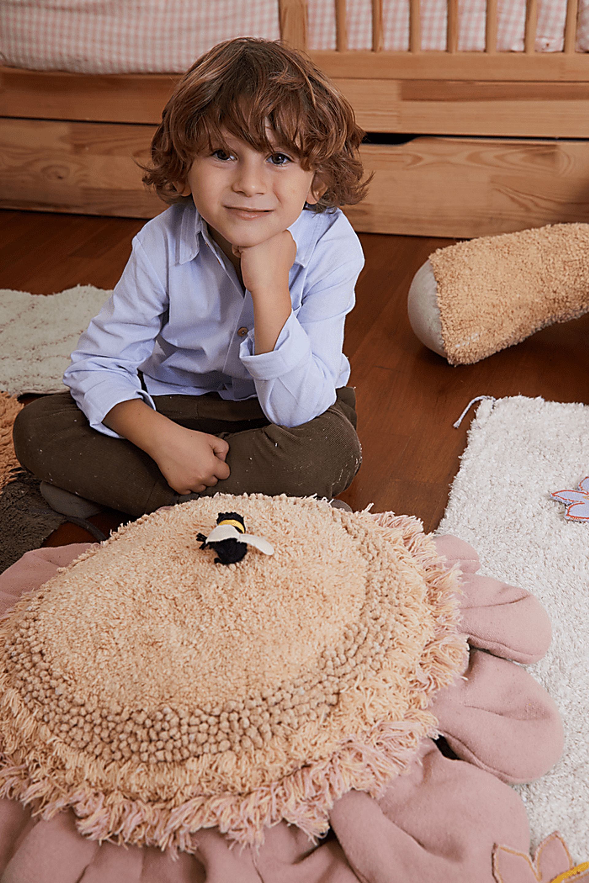 Kids Pink Daisy Floor Pillow - Image 6