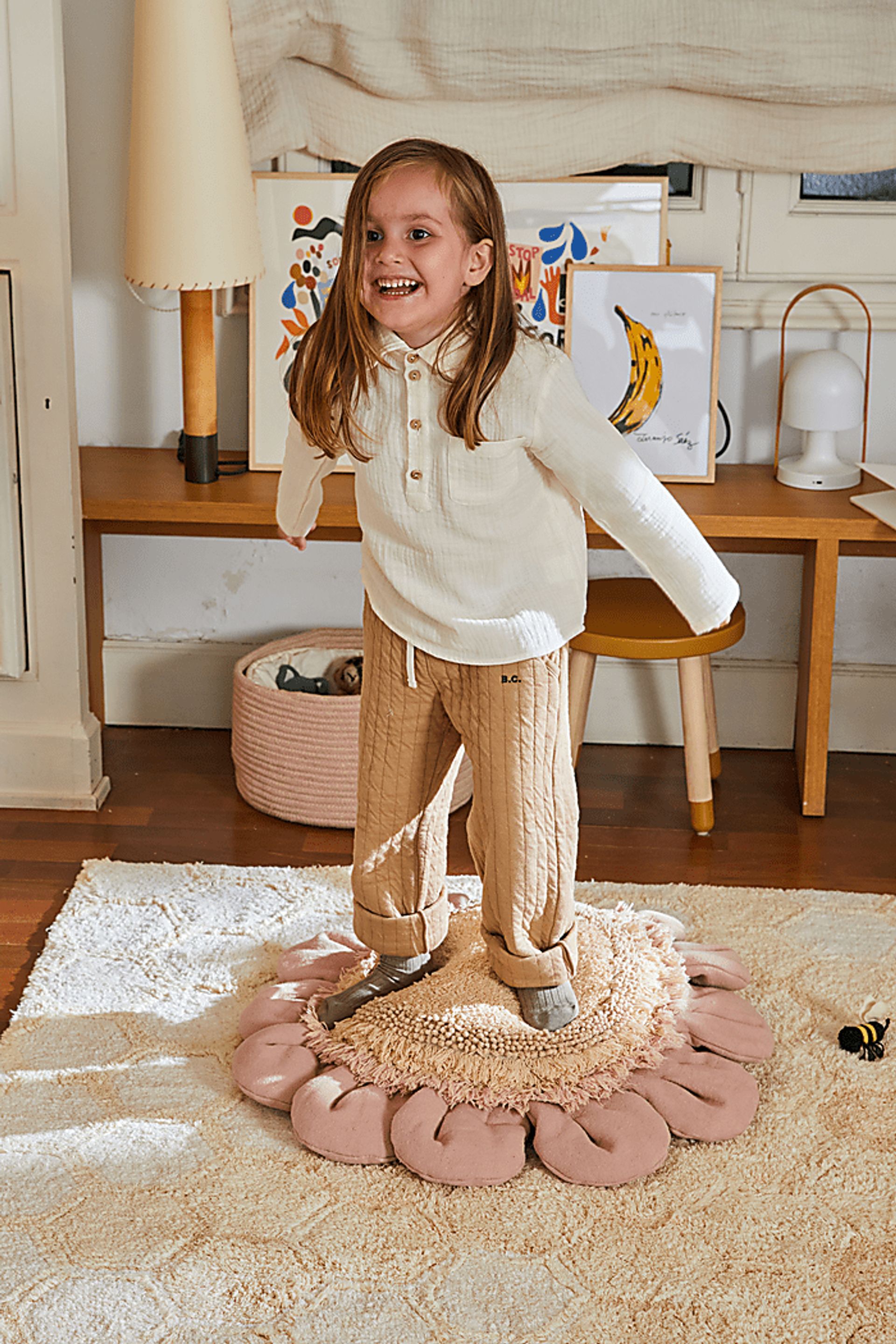 Kids Pink Daisy Floor Pillow - Image 7