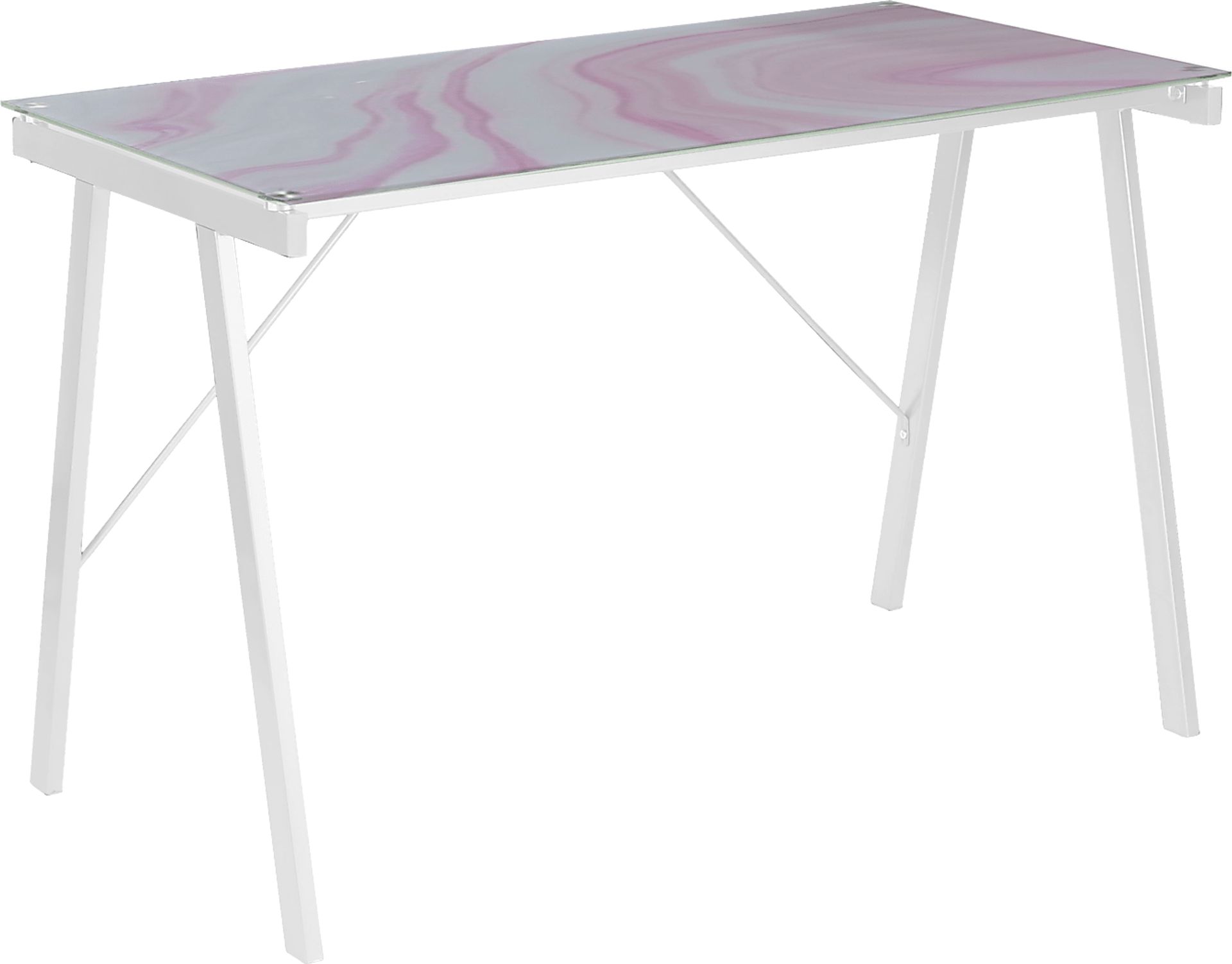 Kids Pink Marble White Graphic Desk - Image 1