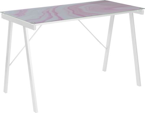 Kids Pink Marble White Graphic Desk